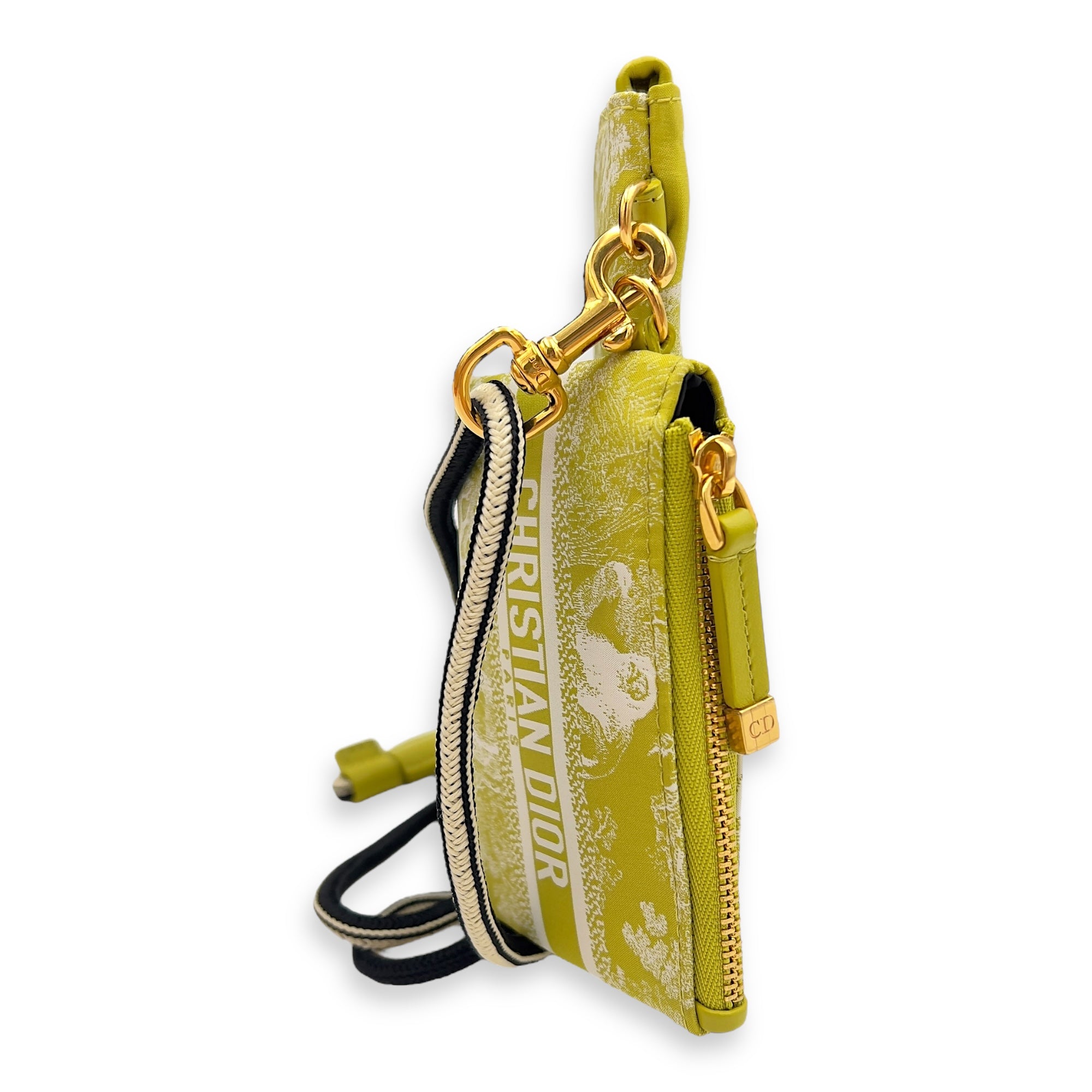 Travel Green Multifunctional Pouch in Calfskin, Gold hardware - Image 5