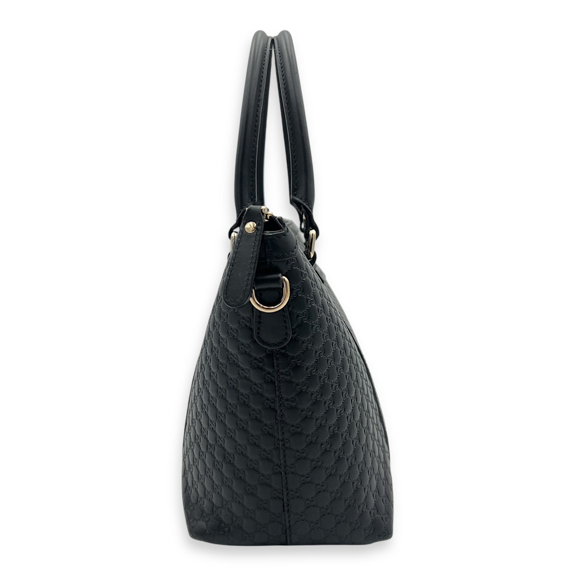 GG Tote Bag Black in Guccissima Leather, Gold hardware - Image 5