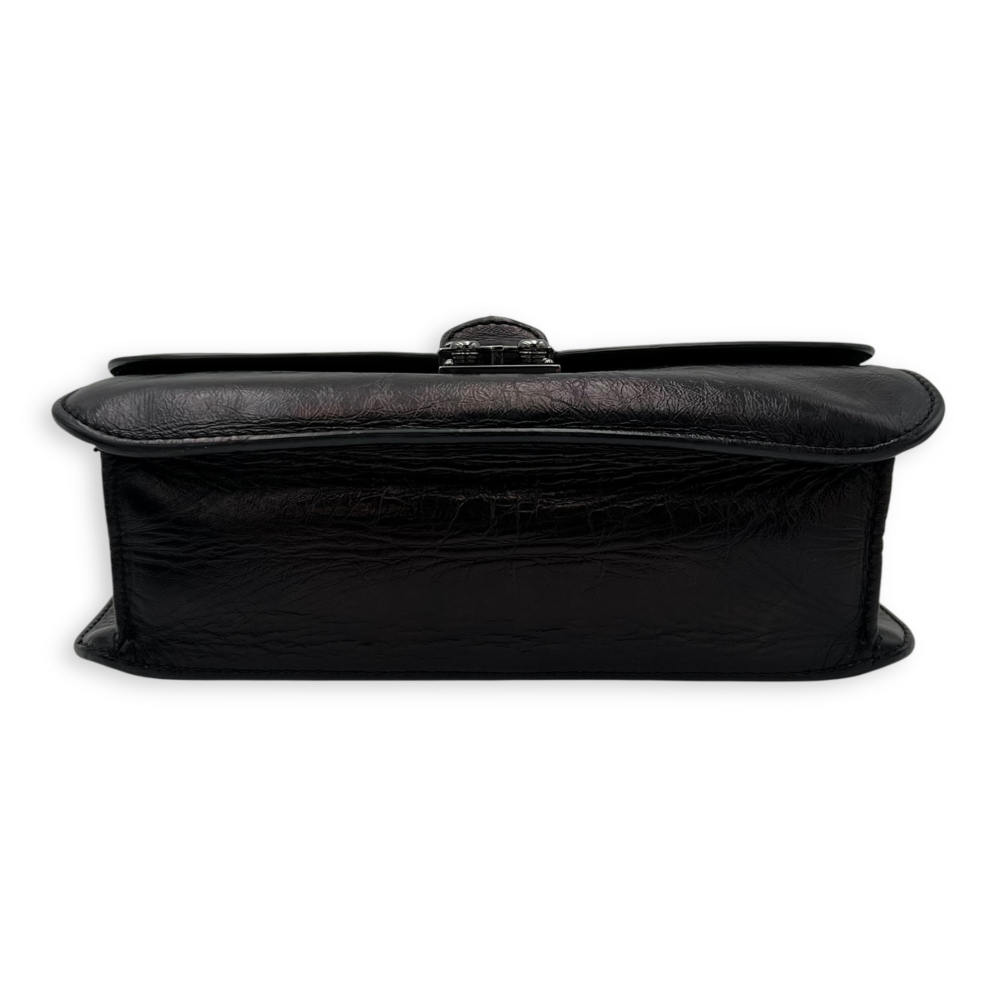 Glamlock Black Shoulder Bag in Calfskin, So Black hardware - Image 6