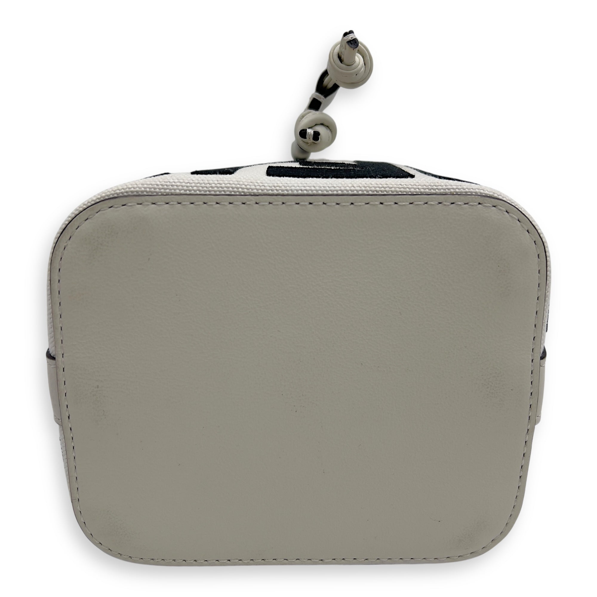 Mon Tresor White Bucket Bag in Canvas, Silver hardware - Image 6