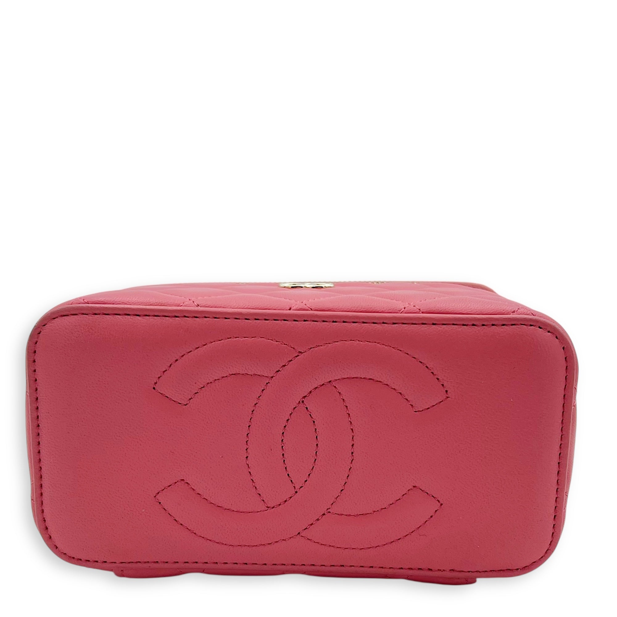 Vanity Top Handle Bag Pink in Lambskin, Gold hardware - Image 6