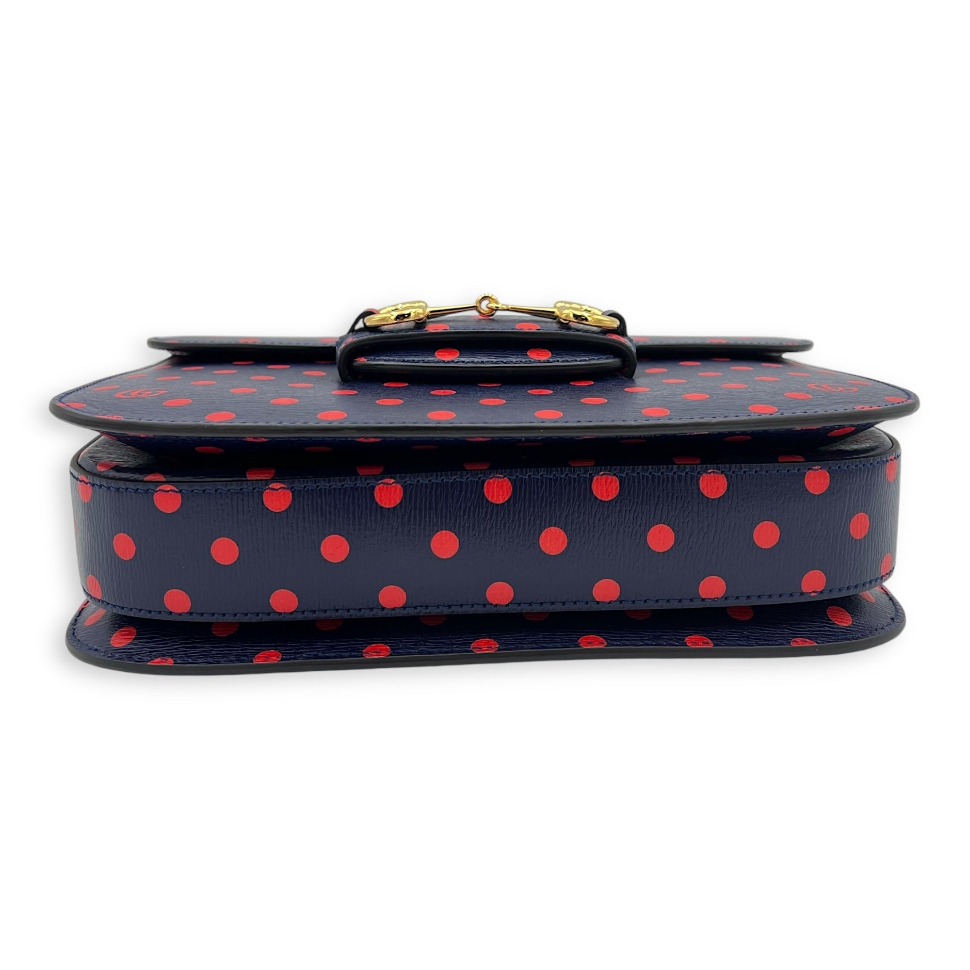 Horsebit 1955 Shoulder Bag Blue in Calfskin, Gold hardware - Image 6