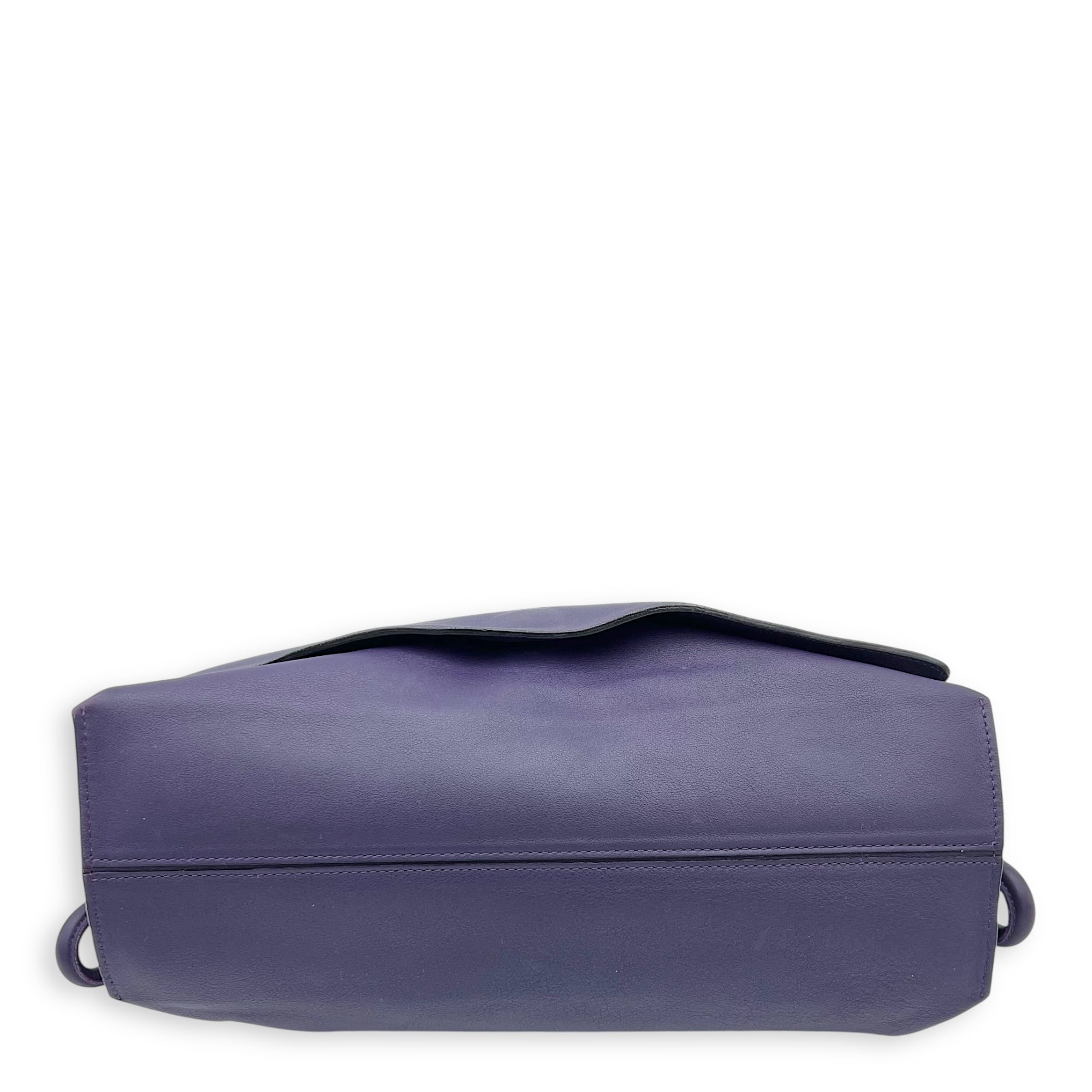 Flamenco Shoulder Bag Purple in Lambskin, Silver hardware - Image 6