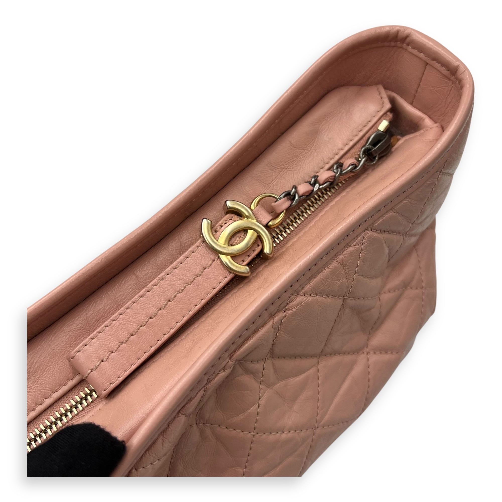 Gabrielle Crossbody Bag Medium Pink in Calfskin, Gold hardware - Image 7