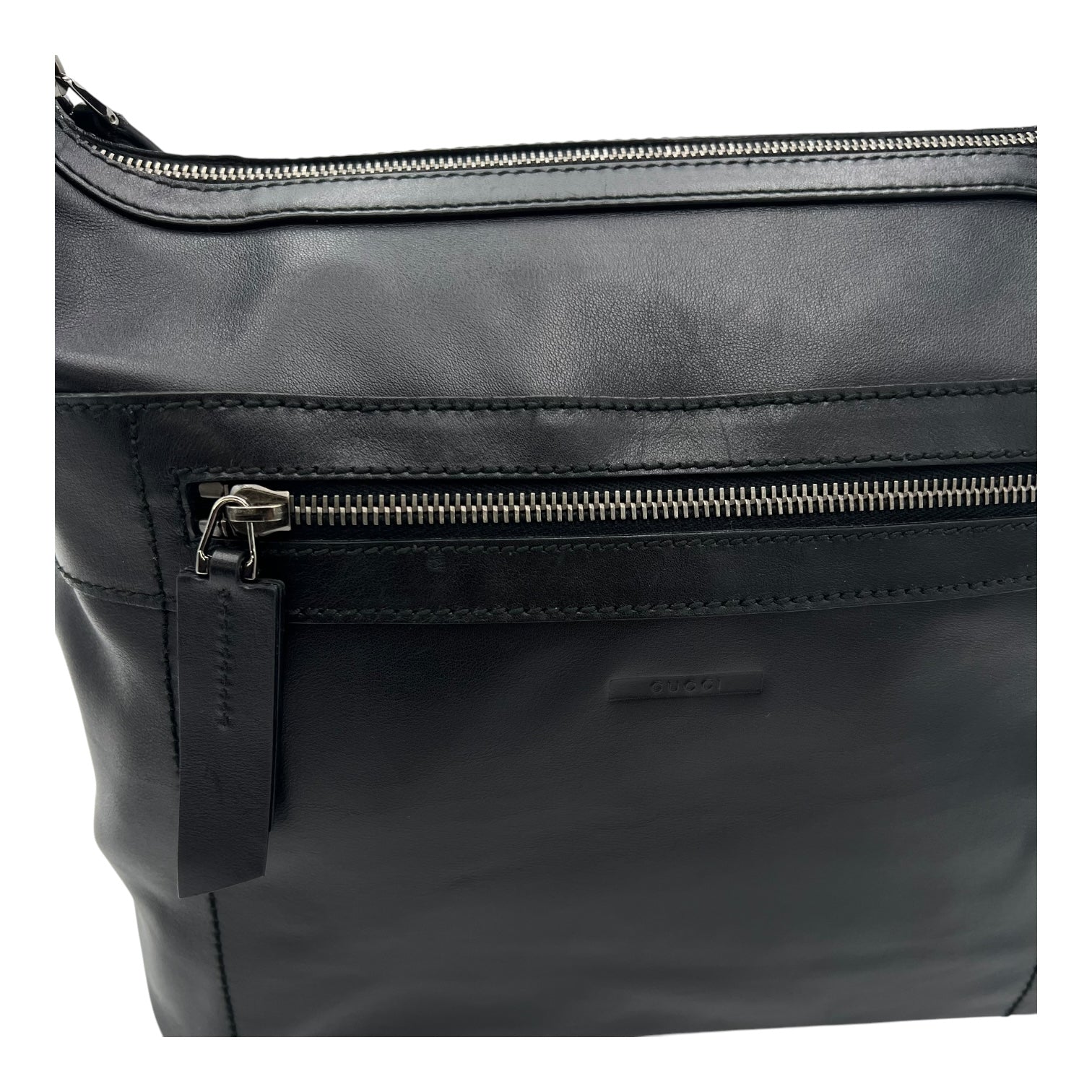 Hobo Black Top Handle Bag in Calfskin, Silver hardware - Image 9