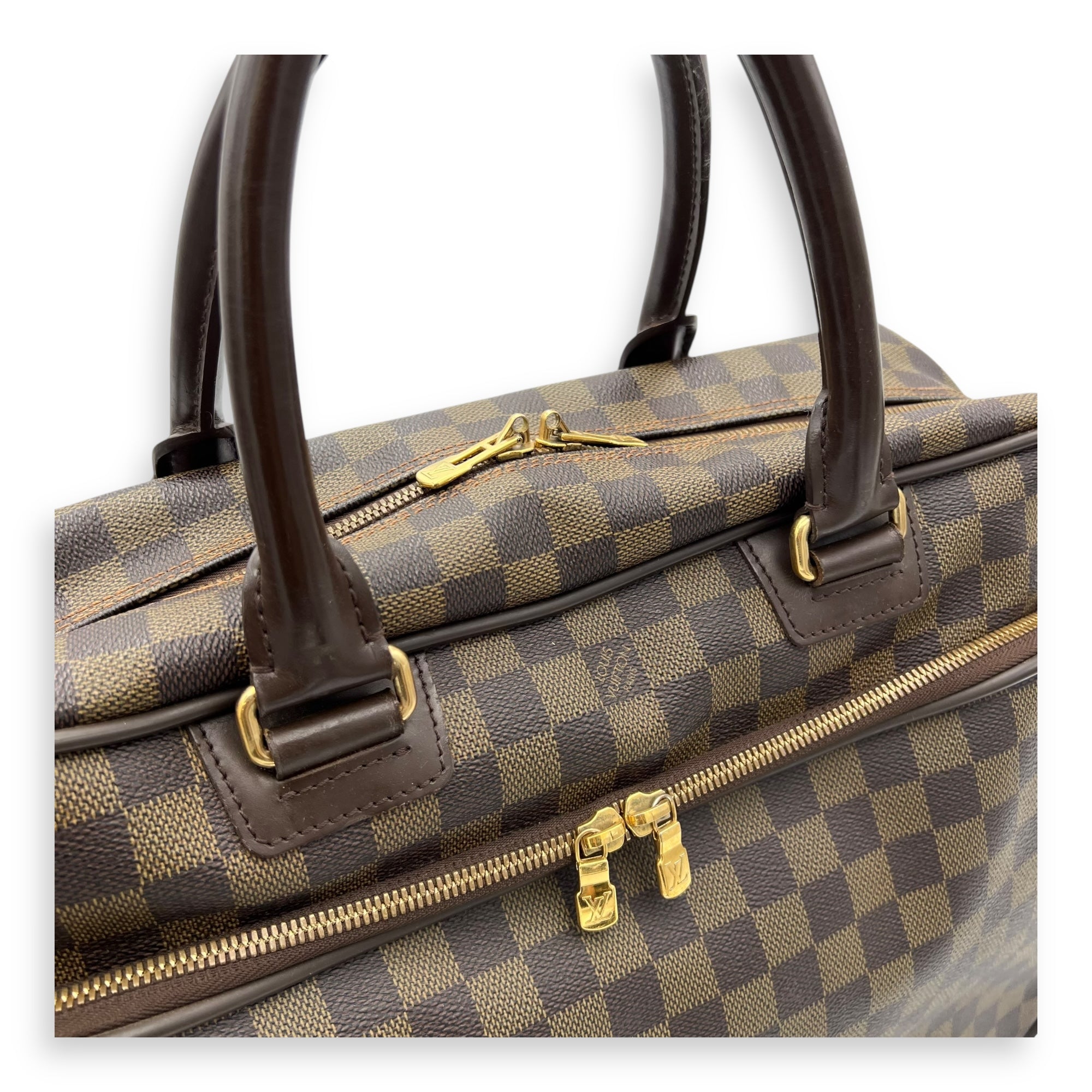 ICare Damier Ebene Top Handle Bag in Coated Canvas, Gold hardware - Image 7