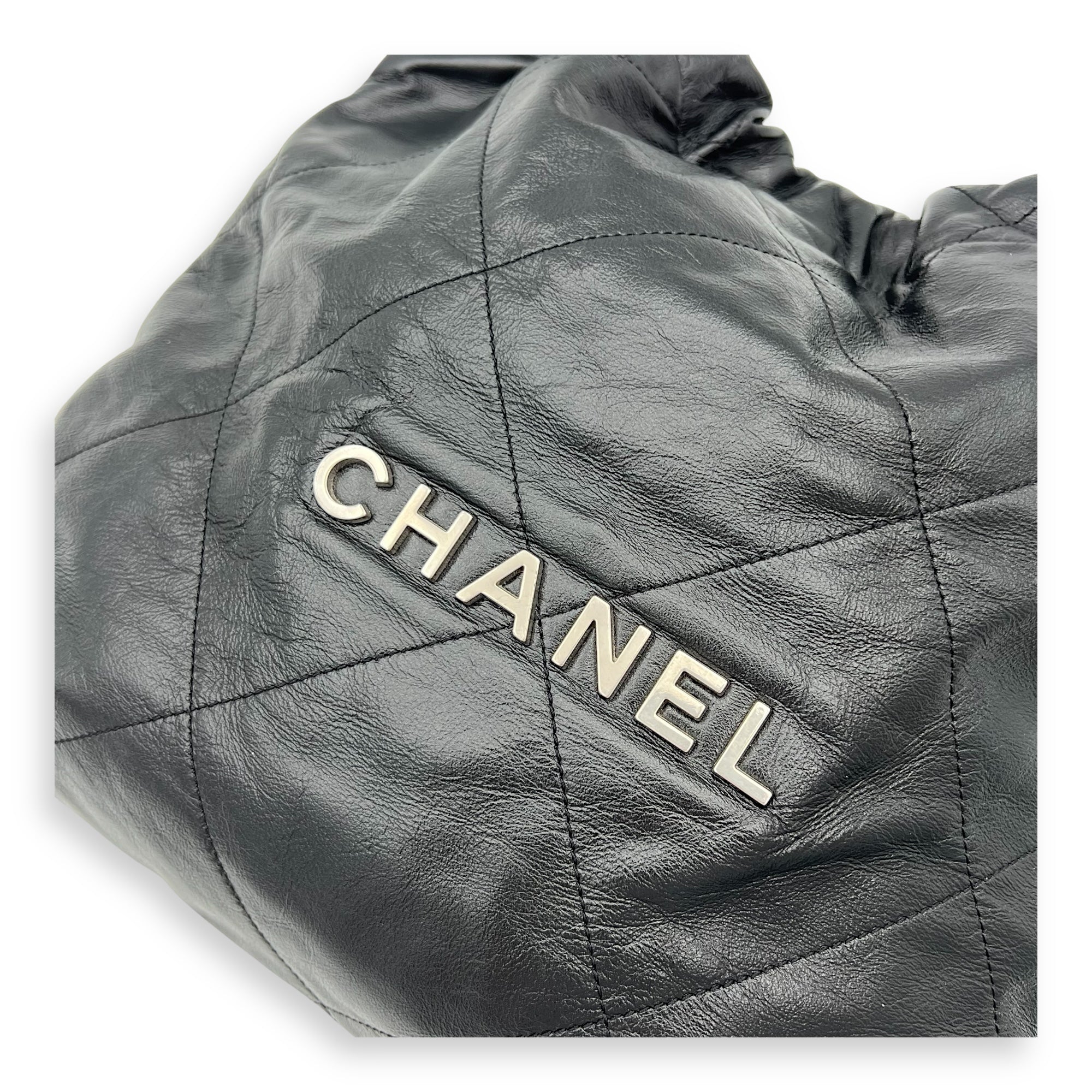 22 Tote Shoulder Bag Small Black in Calfskin, Silver hardware - Image 7