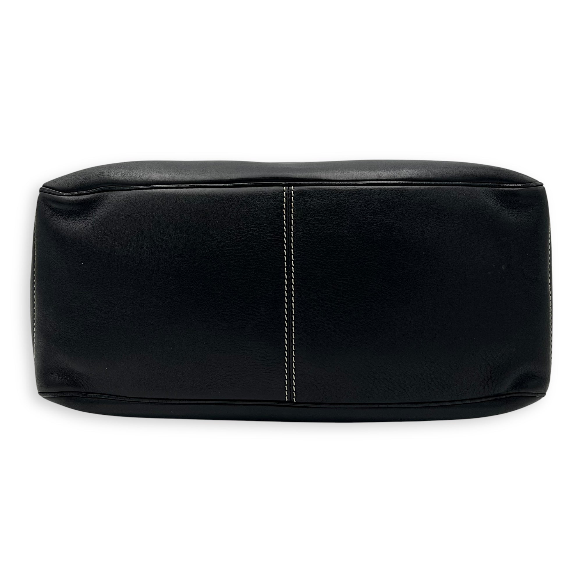 Boogie Black Top Handle Bag in Calfskin, Silver hardware - Image 6