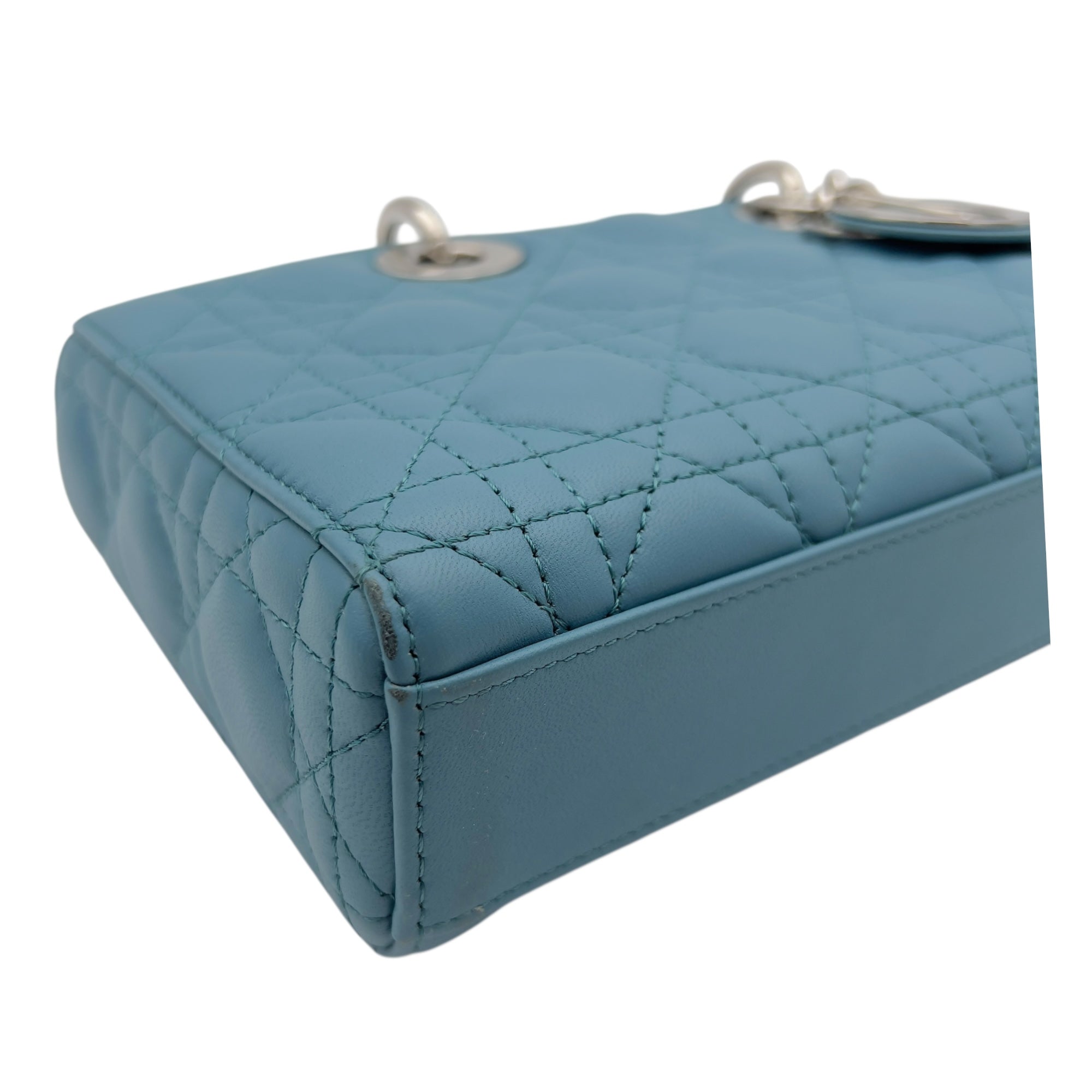 Lady D-Joy Top Handle Bag Medium Green in Lambskin, Gold hardware - Image 8