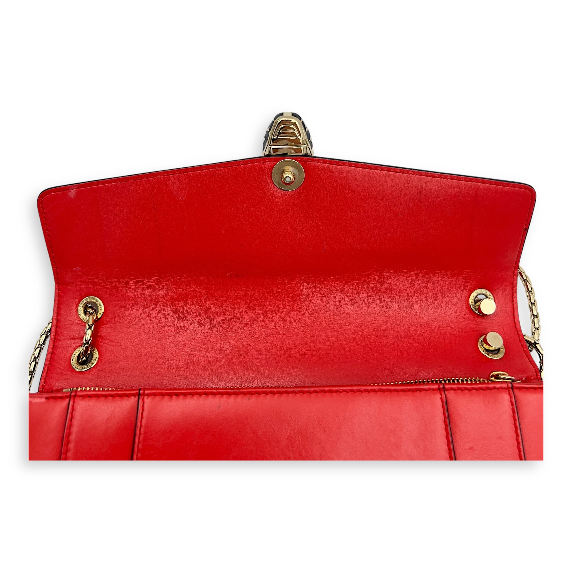 Serpenti Forever Shoulder Bag Red in Calfskin, Gold hardware - Image 8