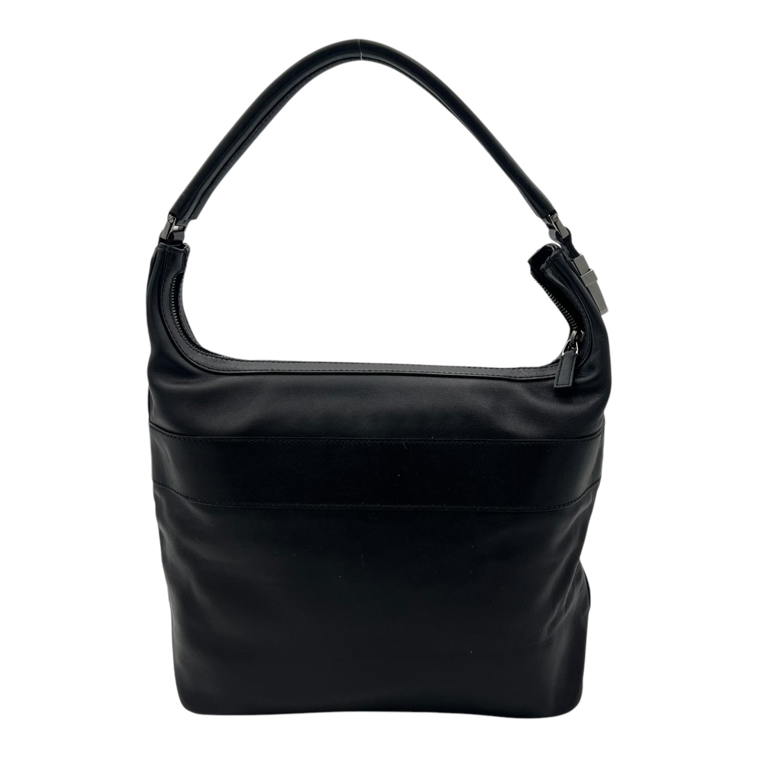 Hobo Black Top Handle Bag in Calfskin, Silver hardware - Image 3