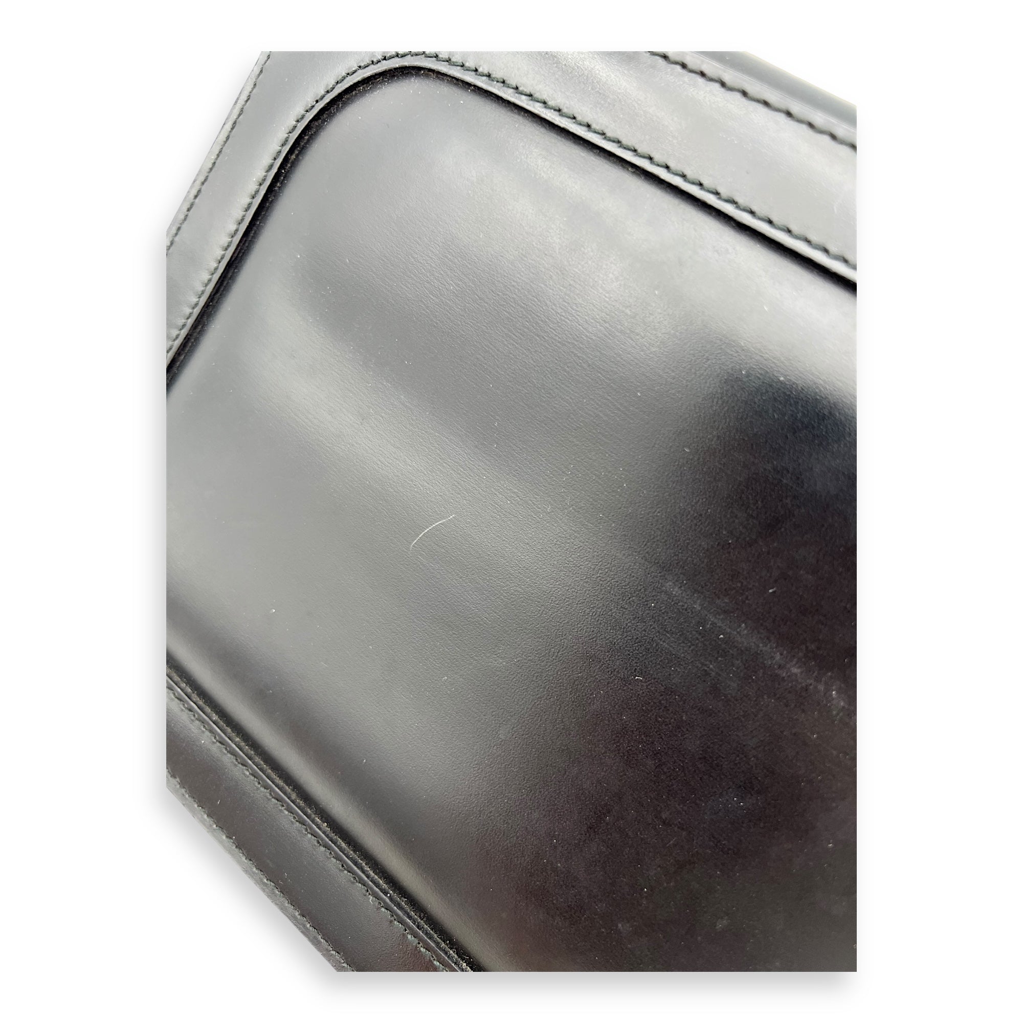 Vintage Top Handle Bag Black in Calfskin, Silver hardware - Image 10