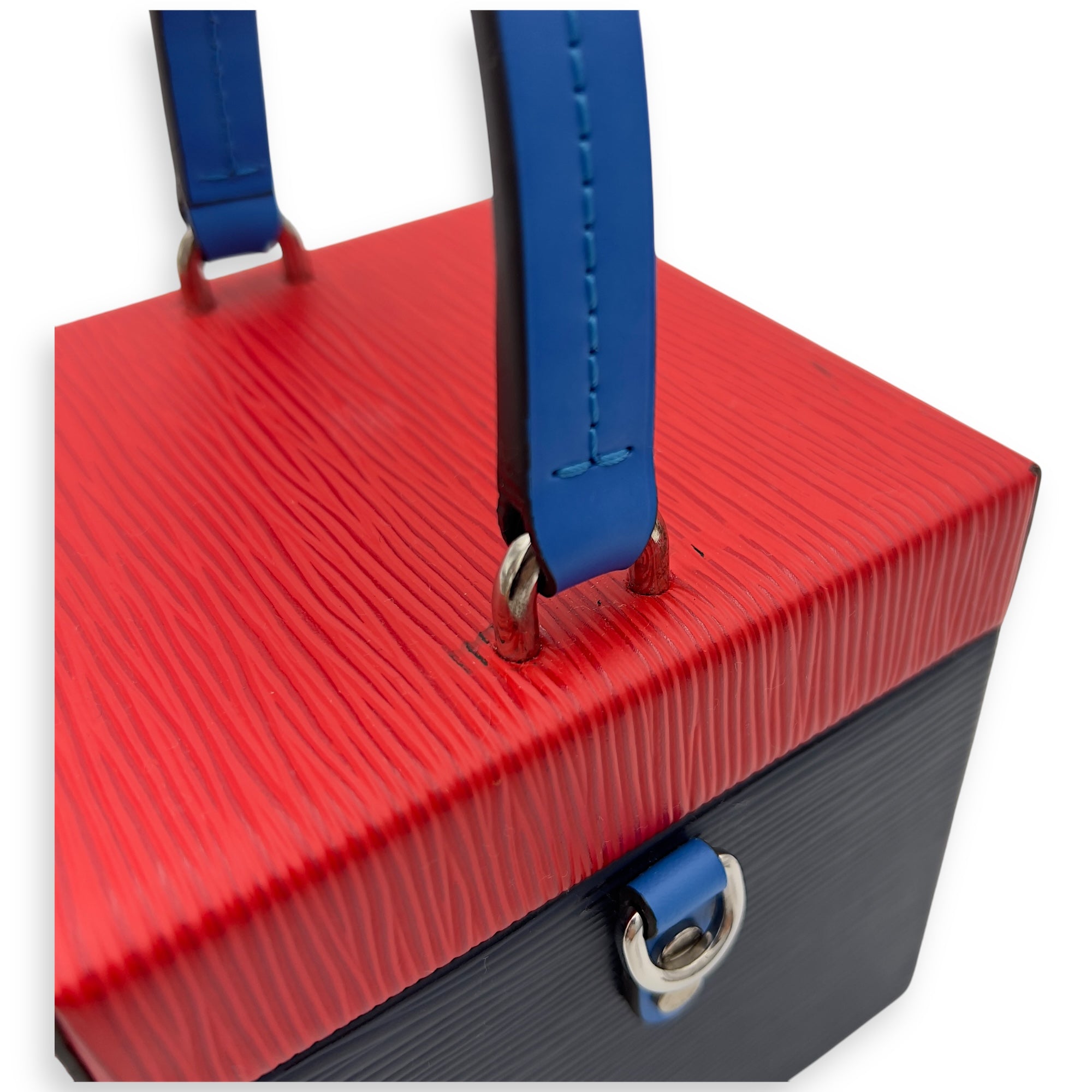 Bleecker Box Top Handle Bag Blue in Epi Leather, Silver hardware - Image 12