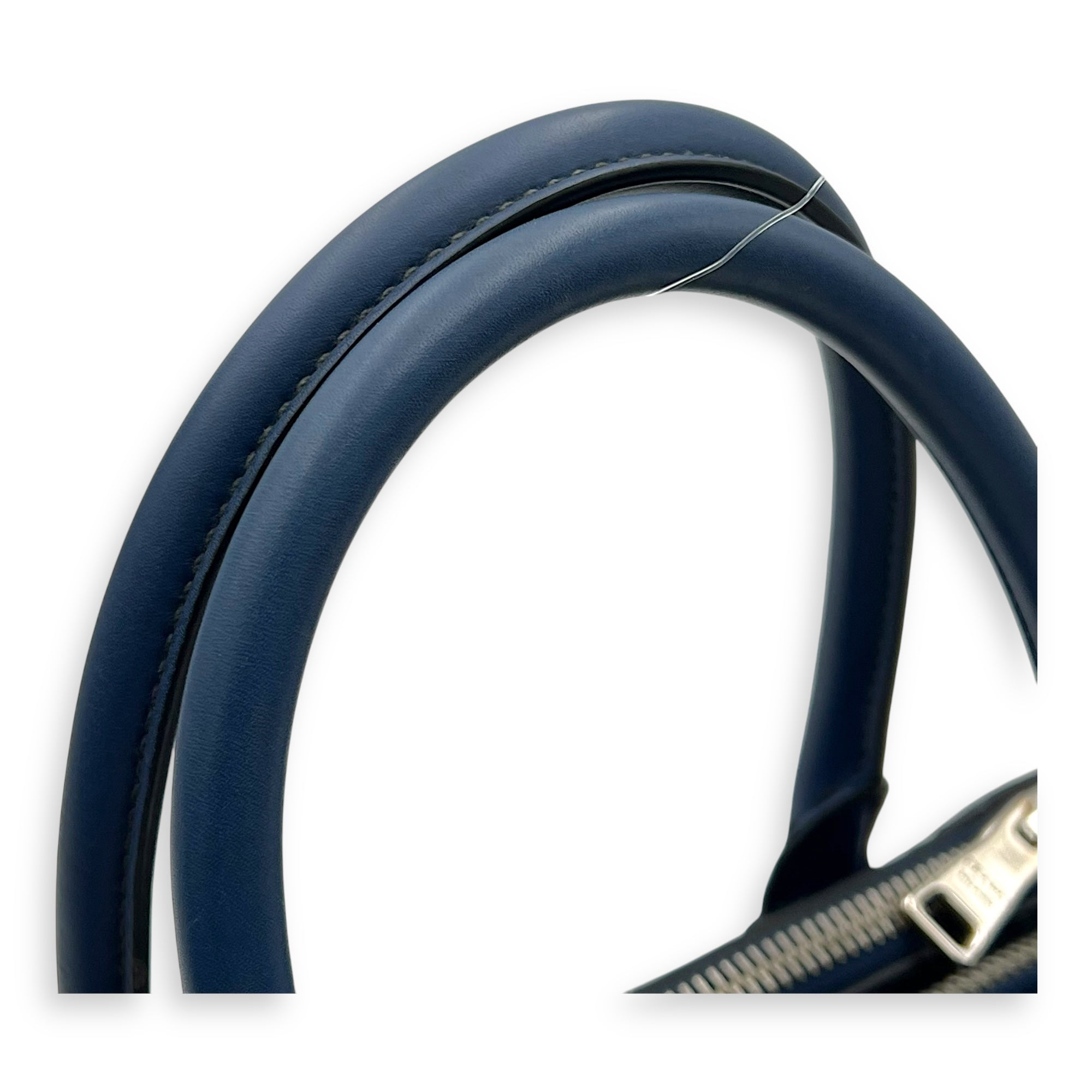 Logo Top Handle Bag Blue in Calfskin, Gold hardware - Image 10