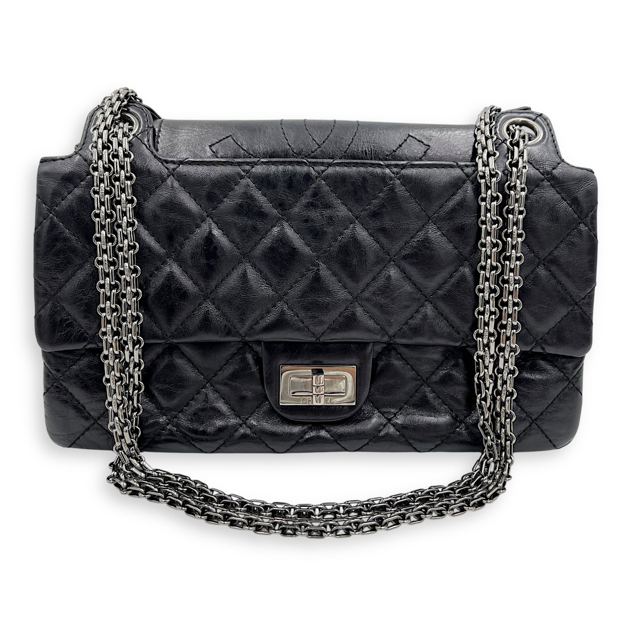 Double Vintage 2.55 Black Shoulder Bag in Calfskin, Ruthenium hardware - Image 8