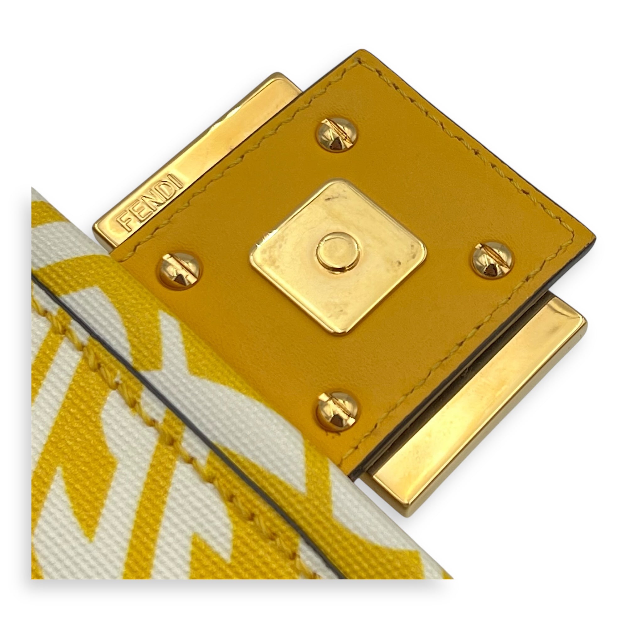 Baguette Shoulder Bag Yellow in Coated Canvas, Gold hardware - Image 9