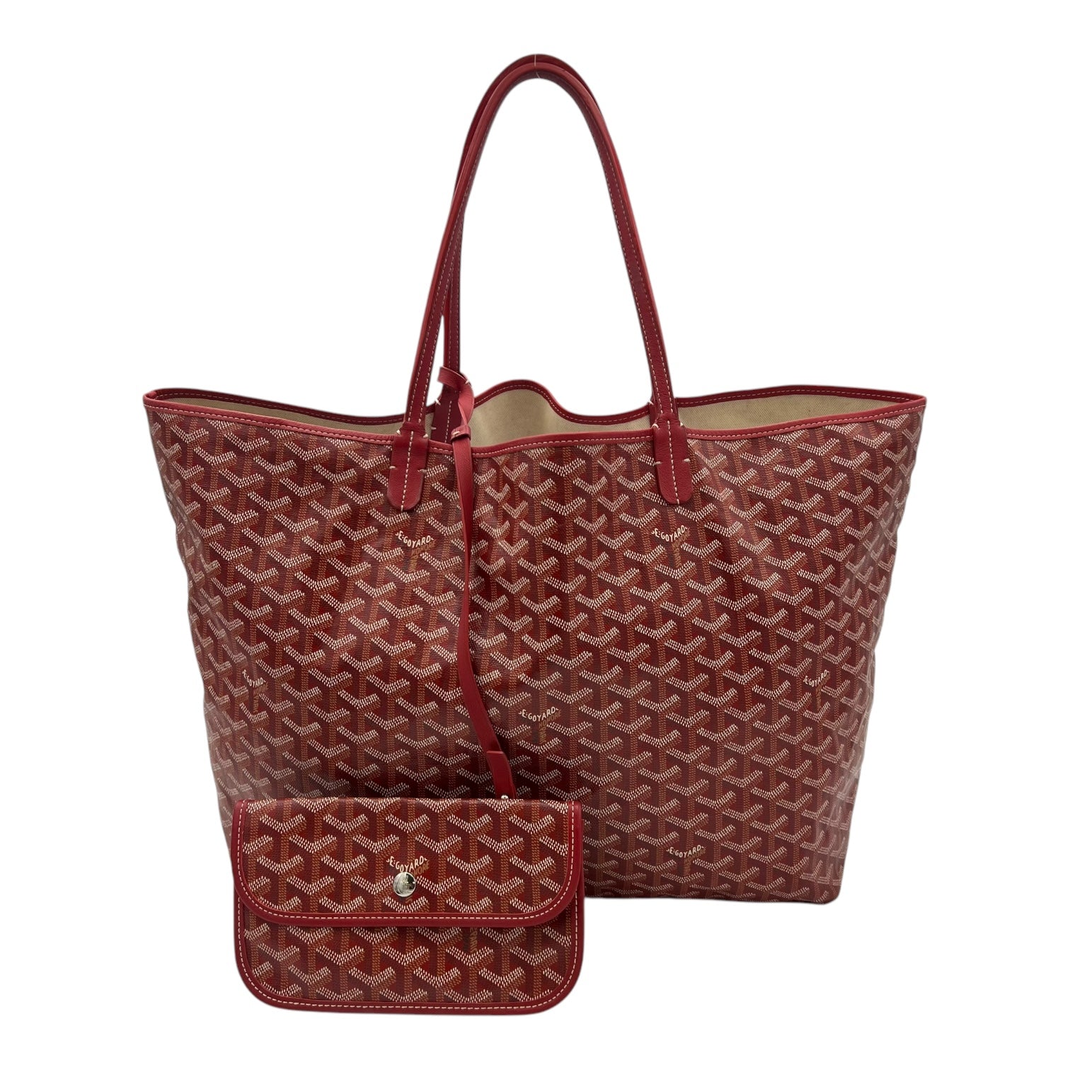 Saint Louis GM Red Tote Bag in Coated Canvas, Silver hardware - Image 14