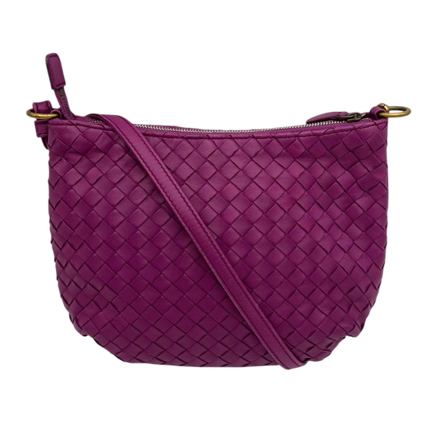 Intrecciato Purple Shoulder Bag in Lambskin, Gold hardware - Image 12