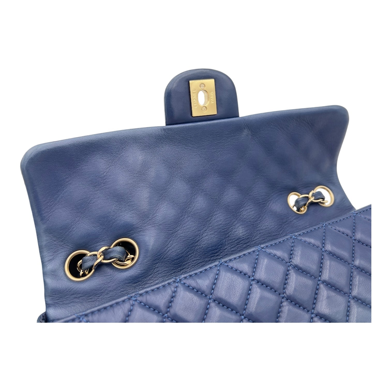 Valentine Charm Blue Shoulder Bag in Lambskin, Gold hardware - Image 11
