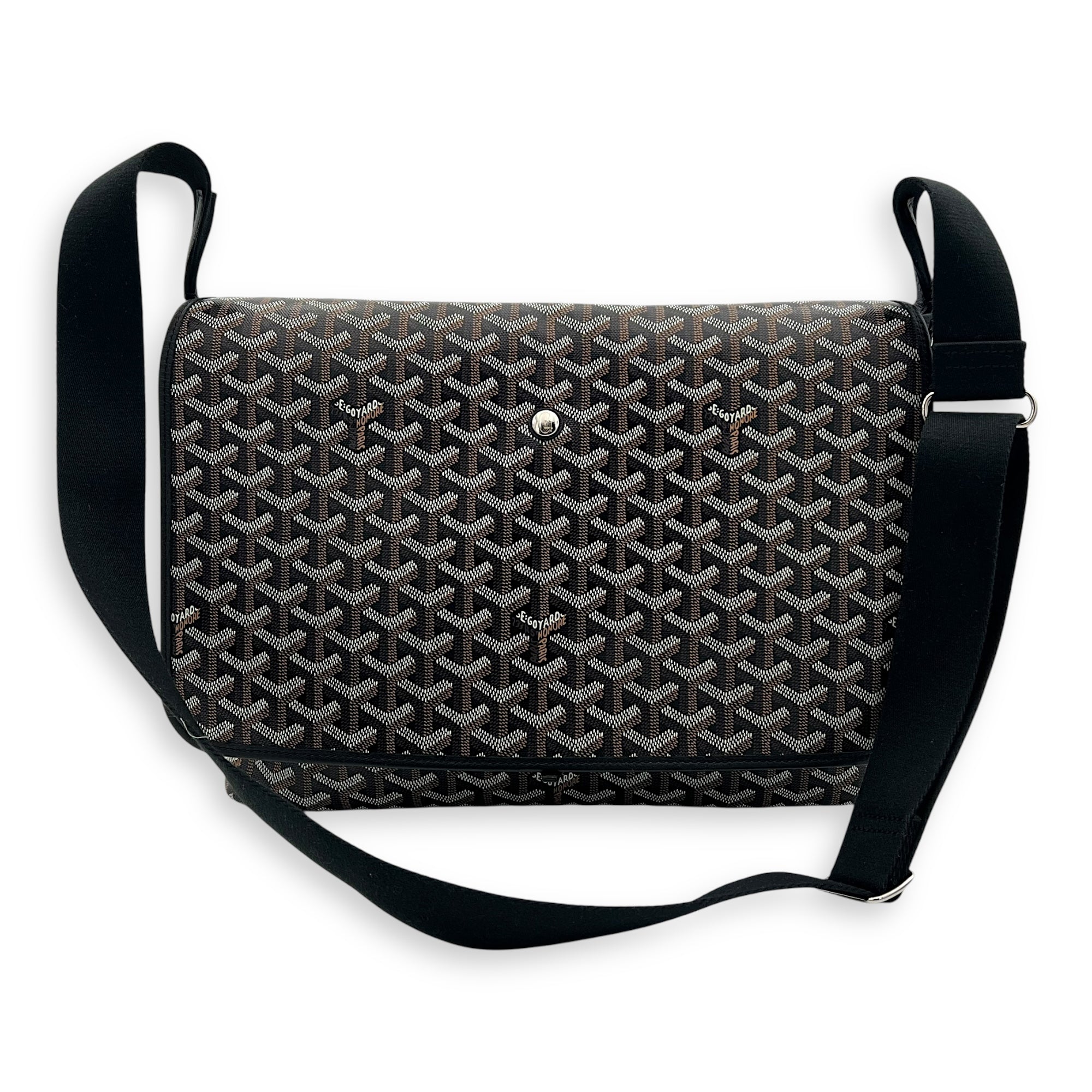 Capetien Messenger MM Black in Coated Canvas, Silver hardware - Image 12