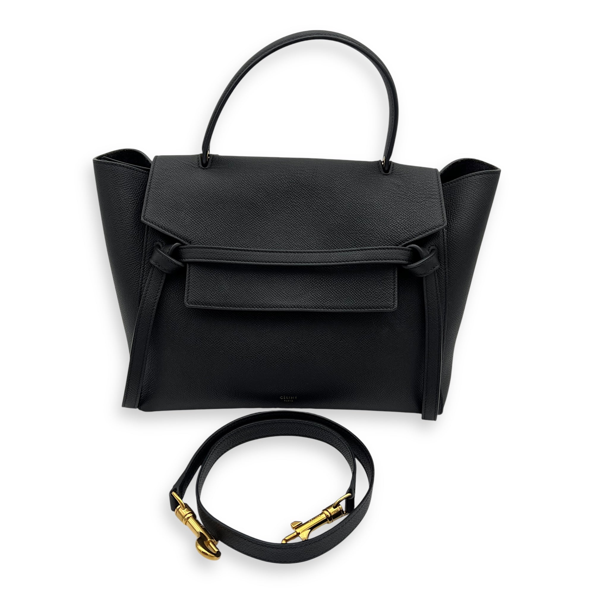 Belt bag Top Handle Bag Mini Black in Calfskin, Gold hardware - Image 11