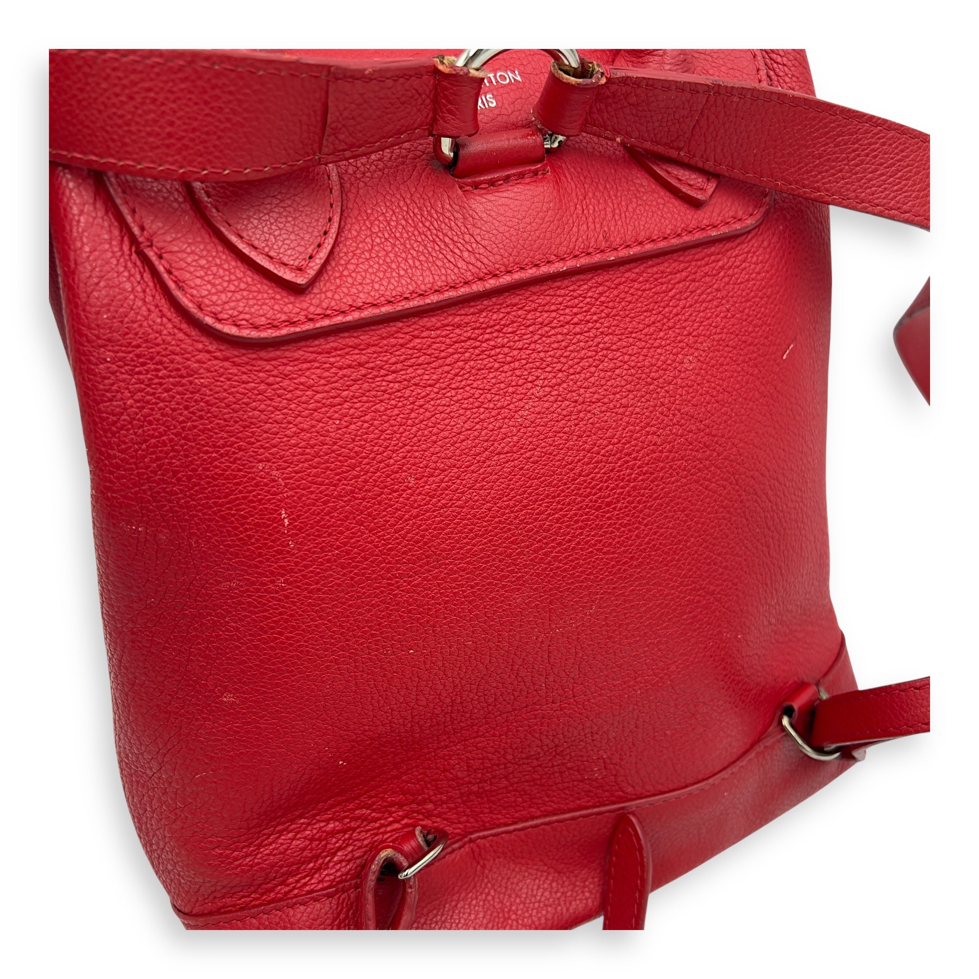Lock Me Backpack Red in Taurillon Leather, Silver hardware - Image 10