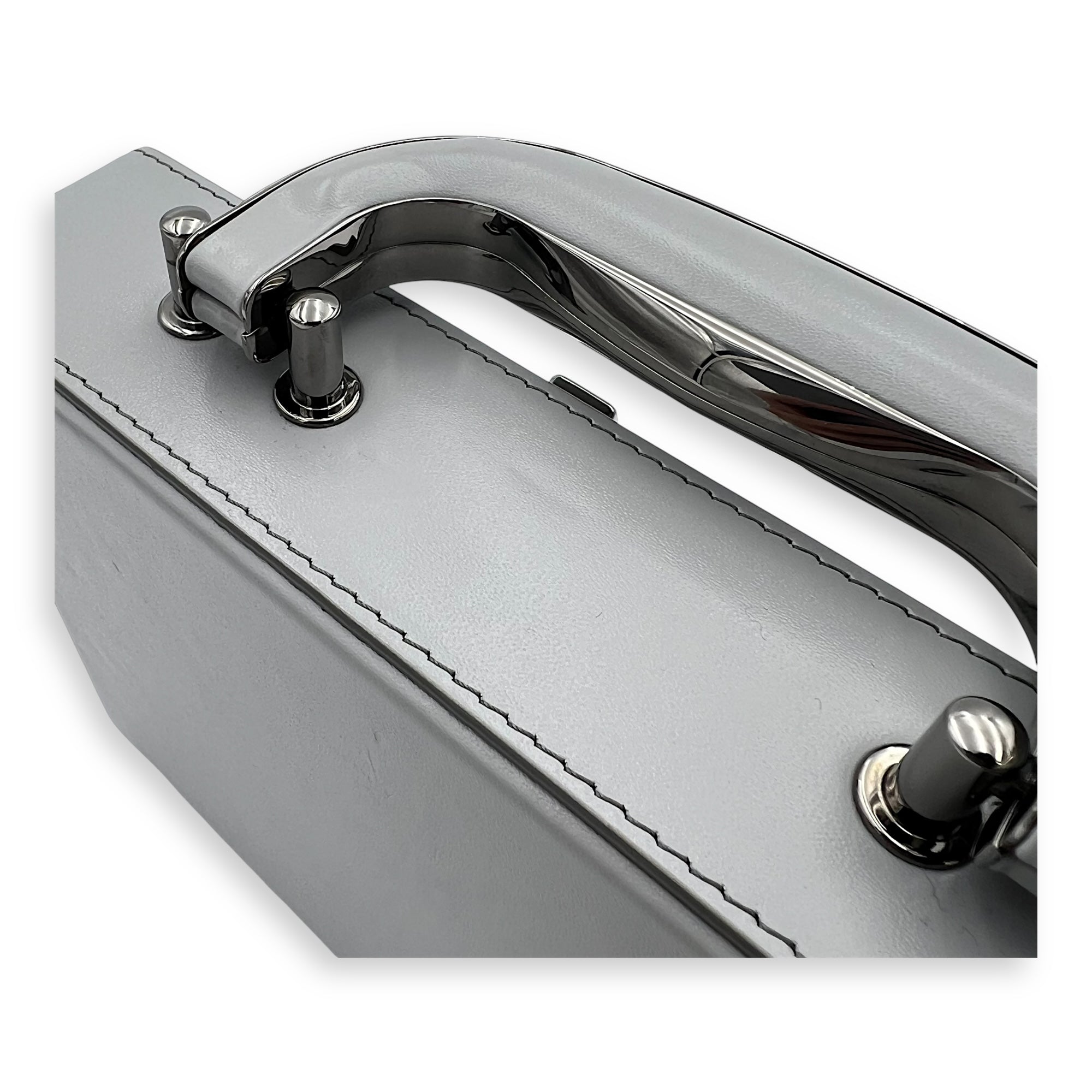 Kenny Scharf Vanity Top Handle Bag Grey in Calfskin, Silver hardware - Image 10