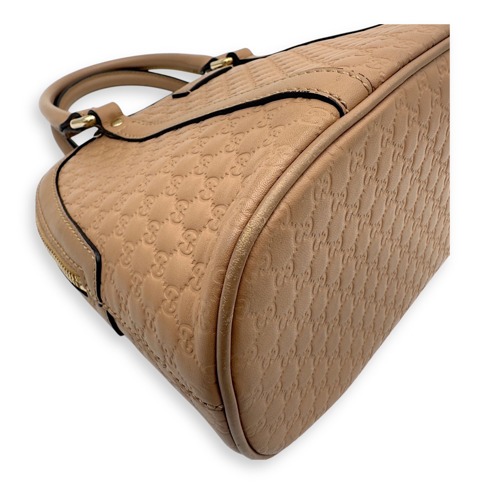Dome Top Handle Bag Beige in Calfskin, Gold hardware - Image 15