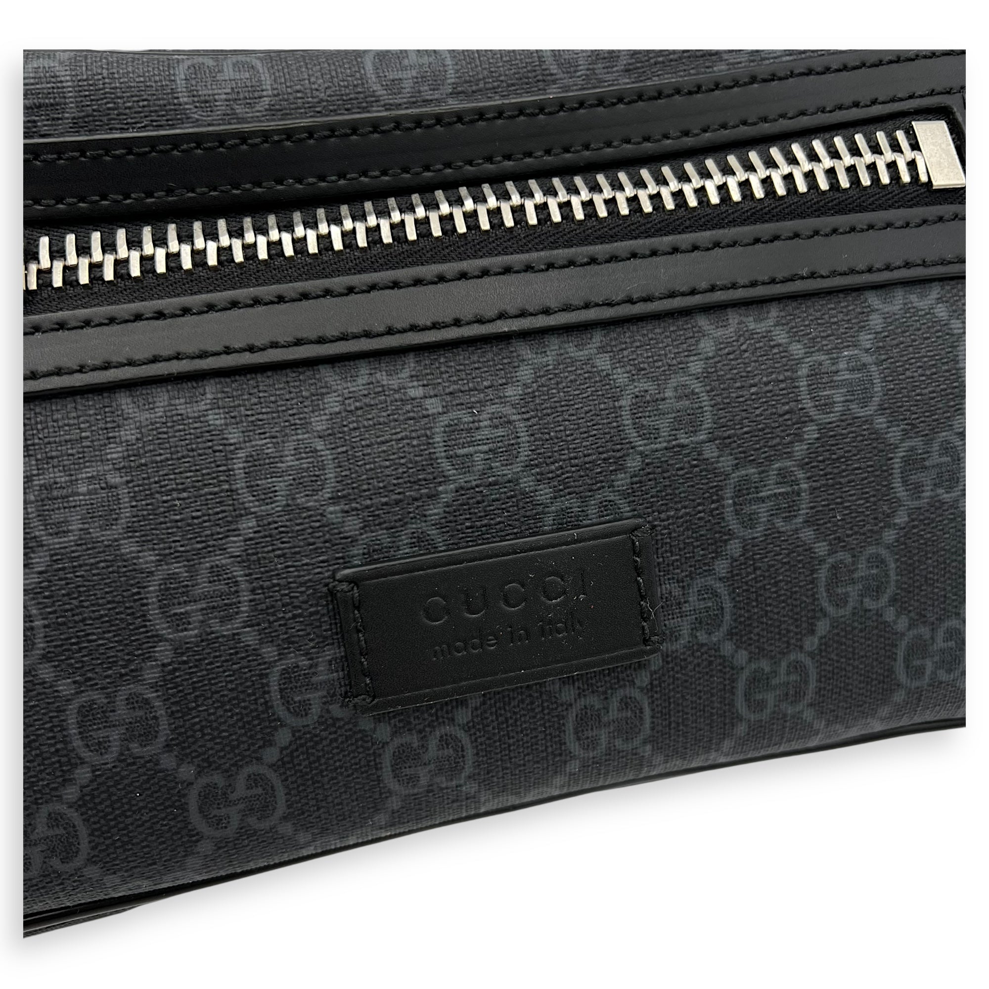 GG Supreme Belt Bag Black in Monogram Coated Canvas, Silver hardware - Image 8