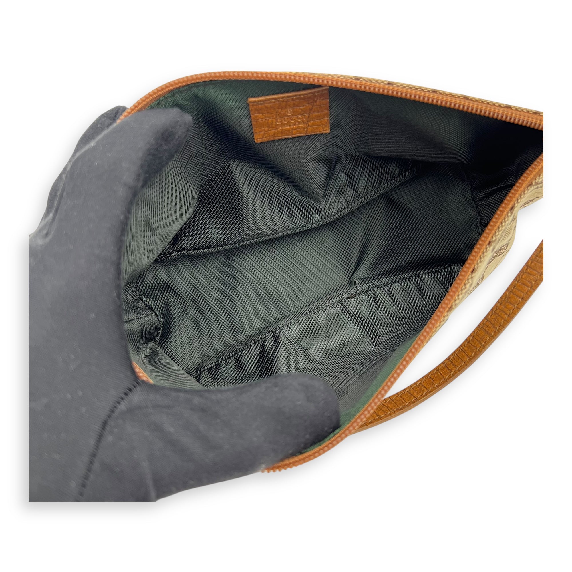 Boat Pochette Top Handle Bag Brown in Canvas, Gold hardware - Image 7