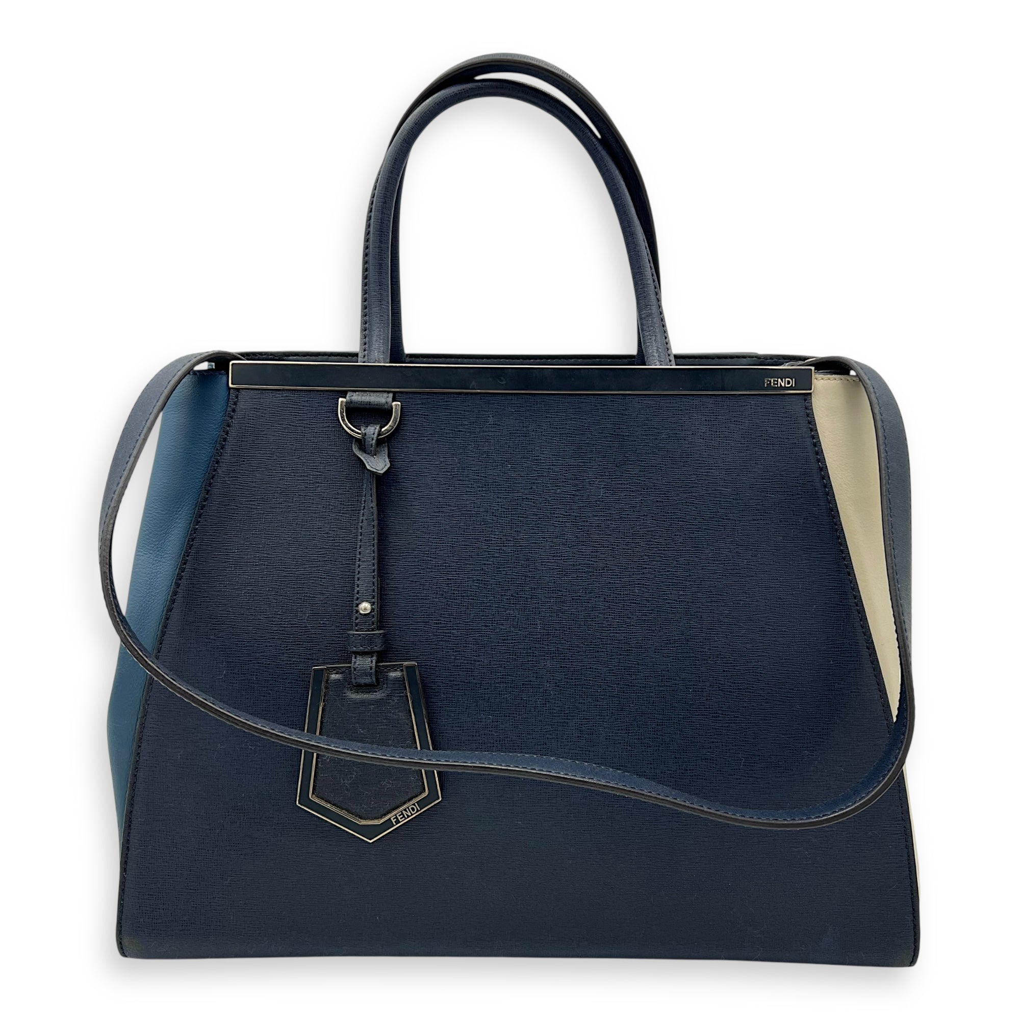 2Jours Top Handle Bag Blue in Calfskin, Silver hardware - Image 14