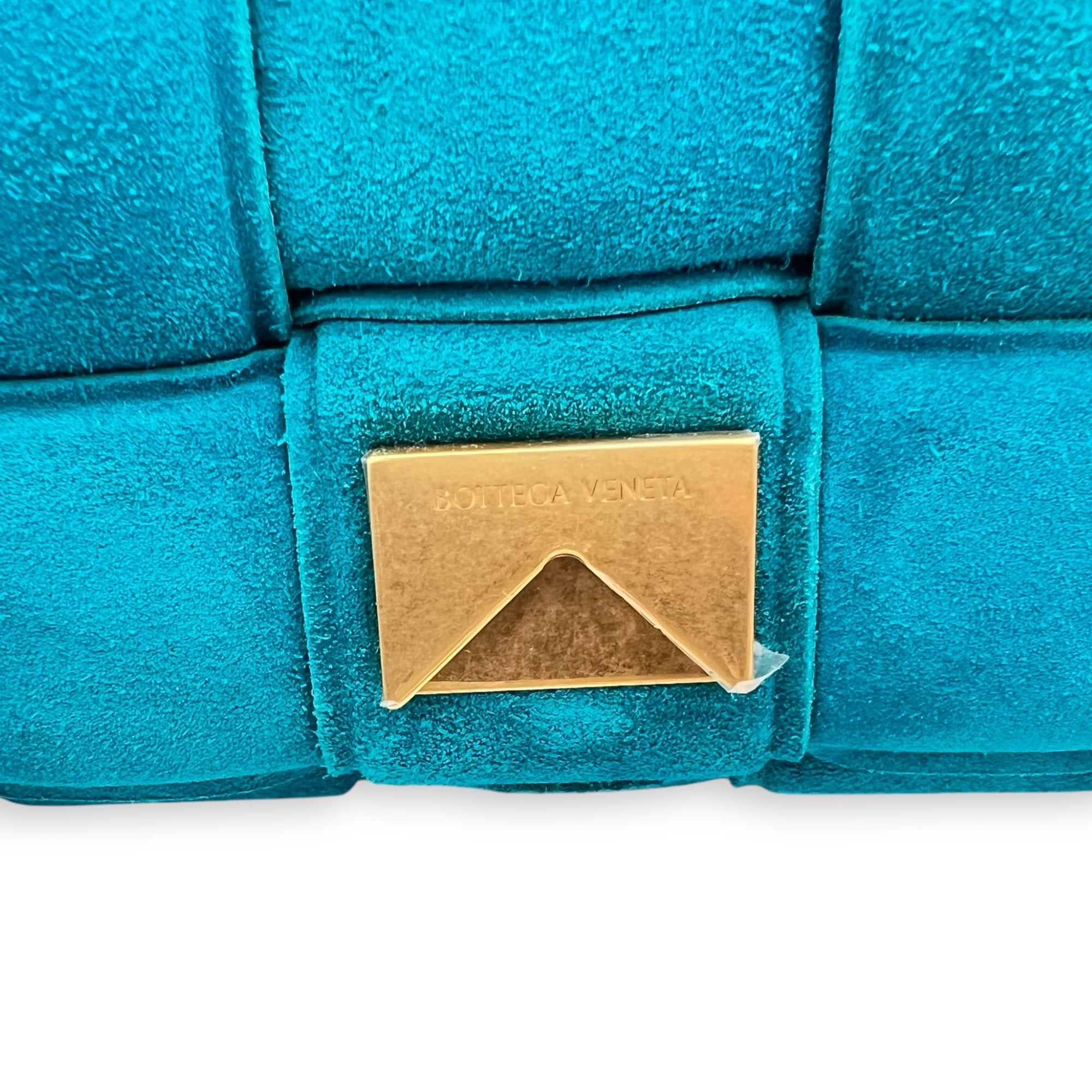 Cassette Crossbody Bag Blue in Suede Leather, Gold hardware - Image 14
