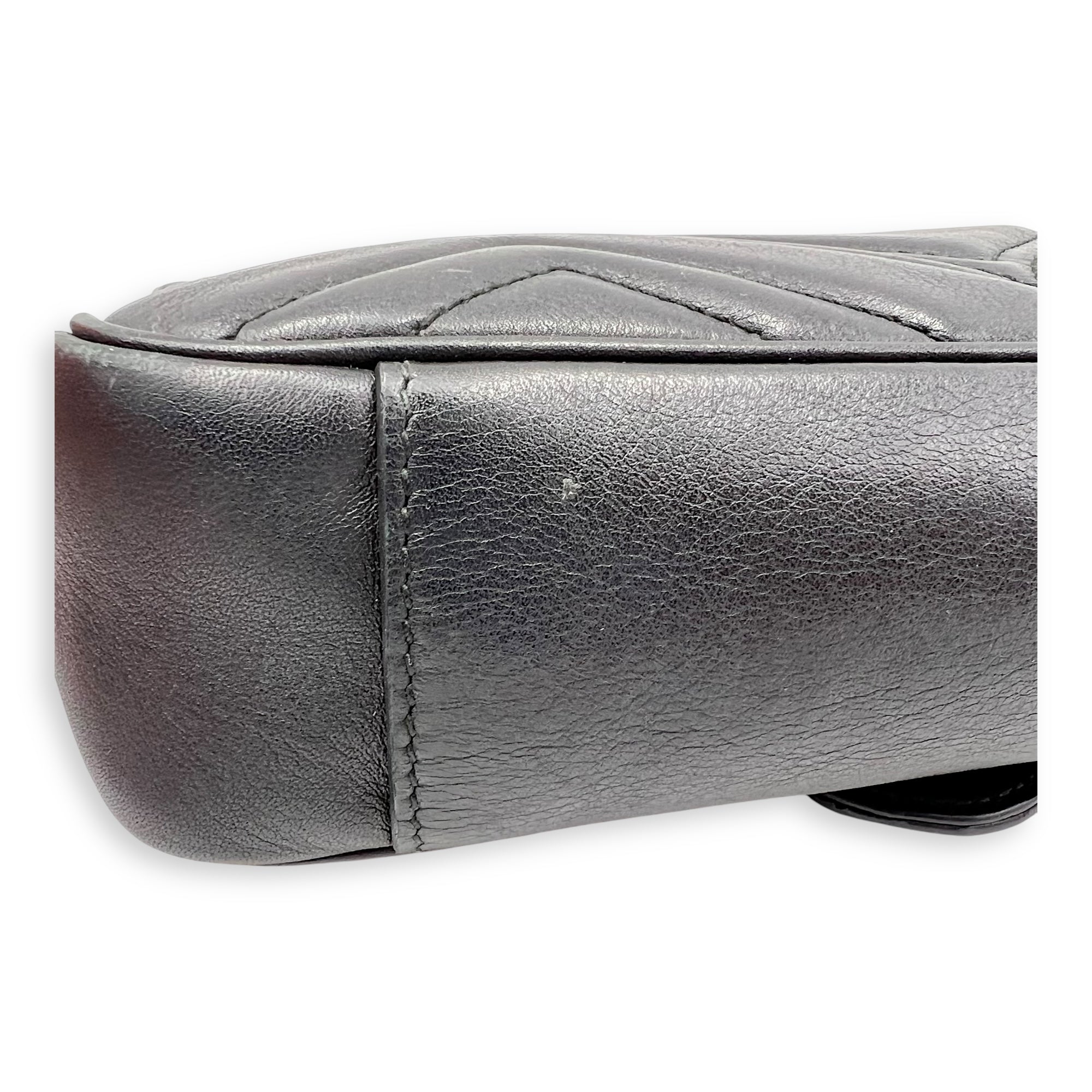 GG Marmont Mini Black Shoulder Bag in Calfskin, Gold hardware - Image 14