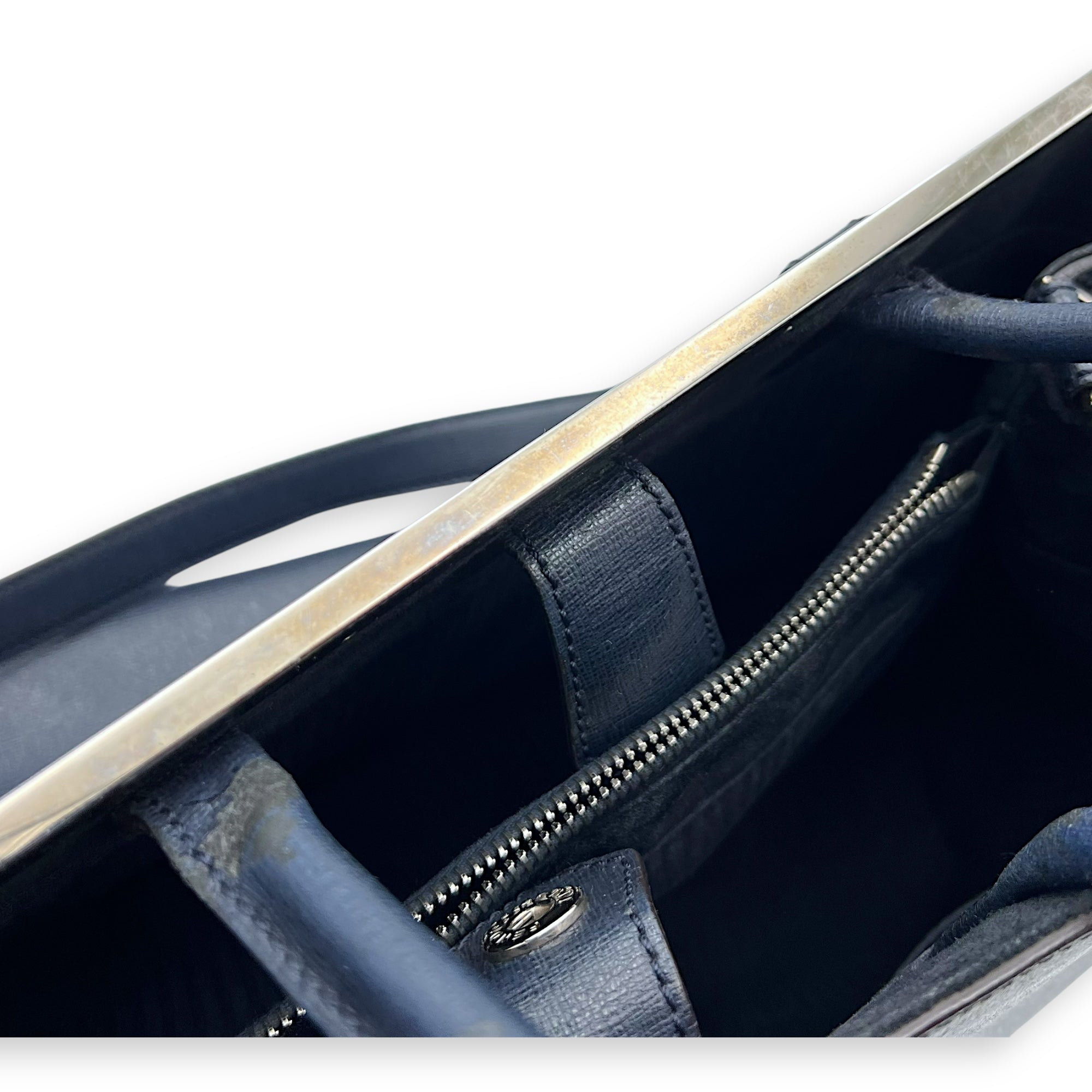 2Jours Blue Top Handle Bag in Calfskin, Silver hardware - Image 15