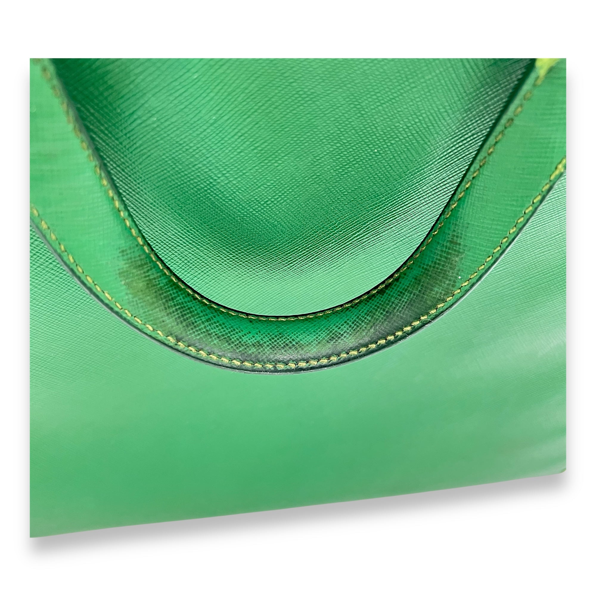 Logo Briefcase Green in Saffiano Leather, Silver hardware - Image 14