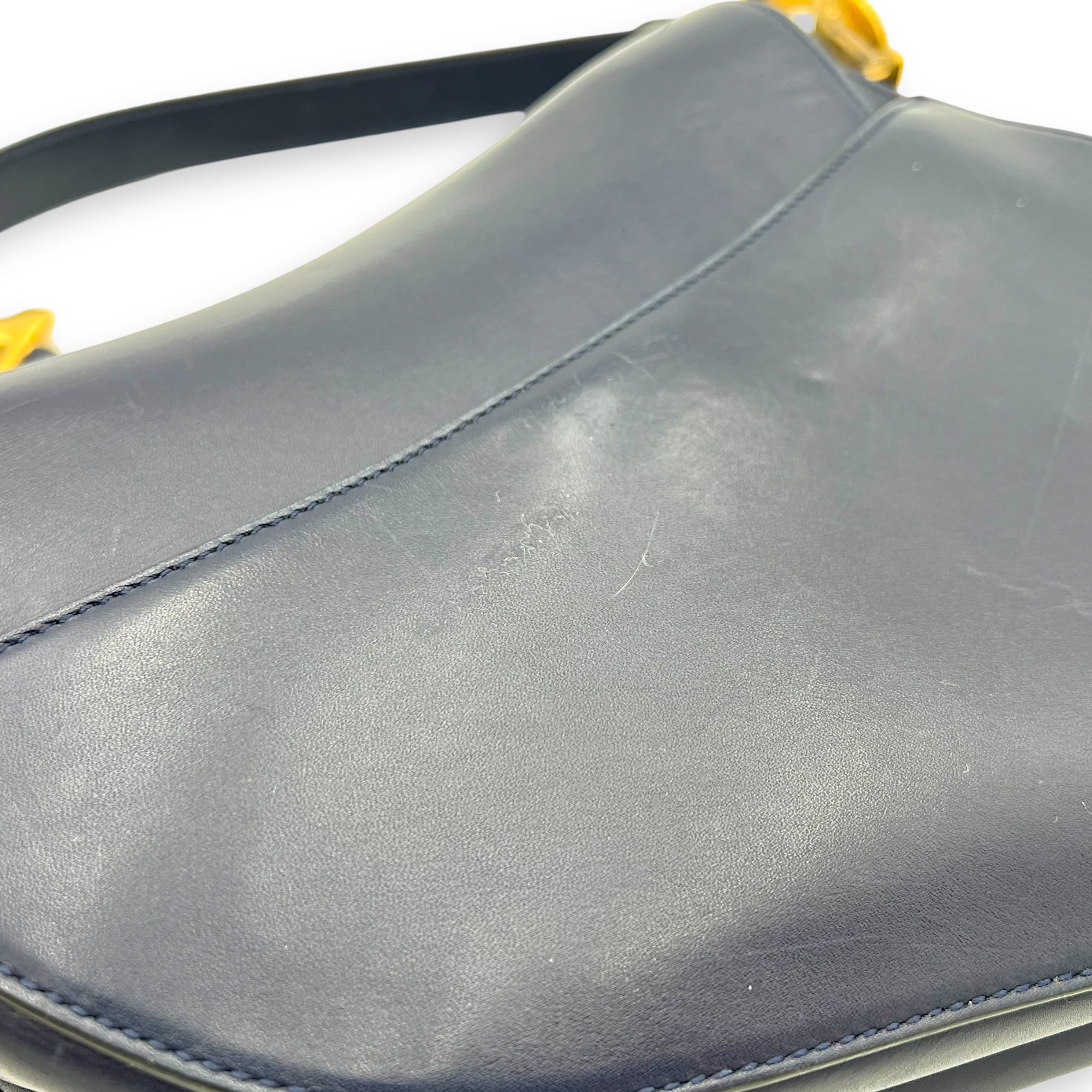 Saddle Shoulder Bag Blue in Calfskin, Gold hardware - Image 16