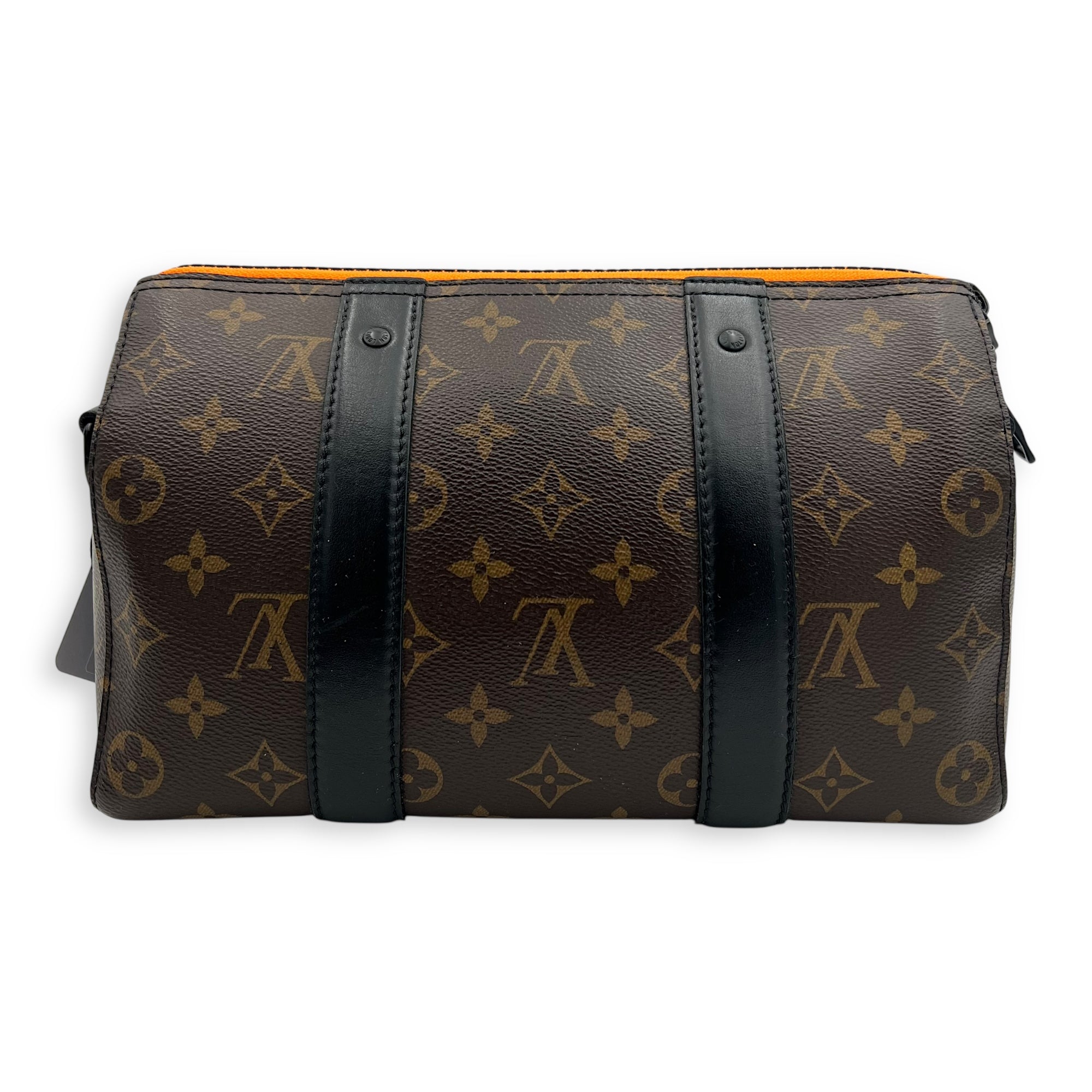 Keepall Virgil Abloh Top Handle Bag Brown in Monogram Coated Canvas, Gold hardware - Image 3