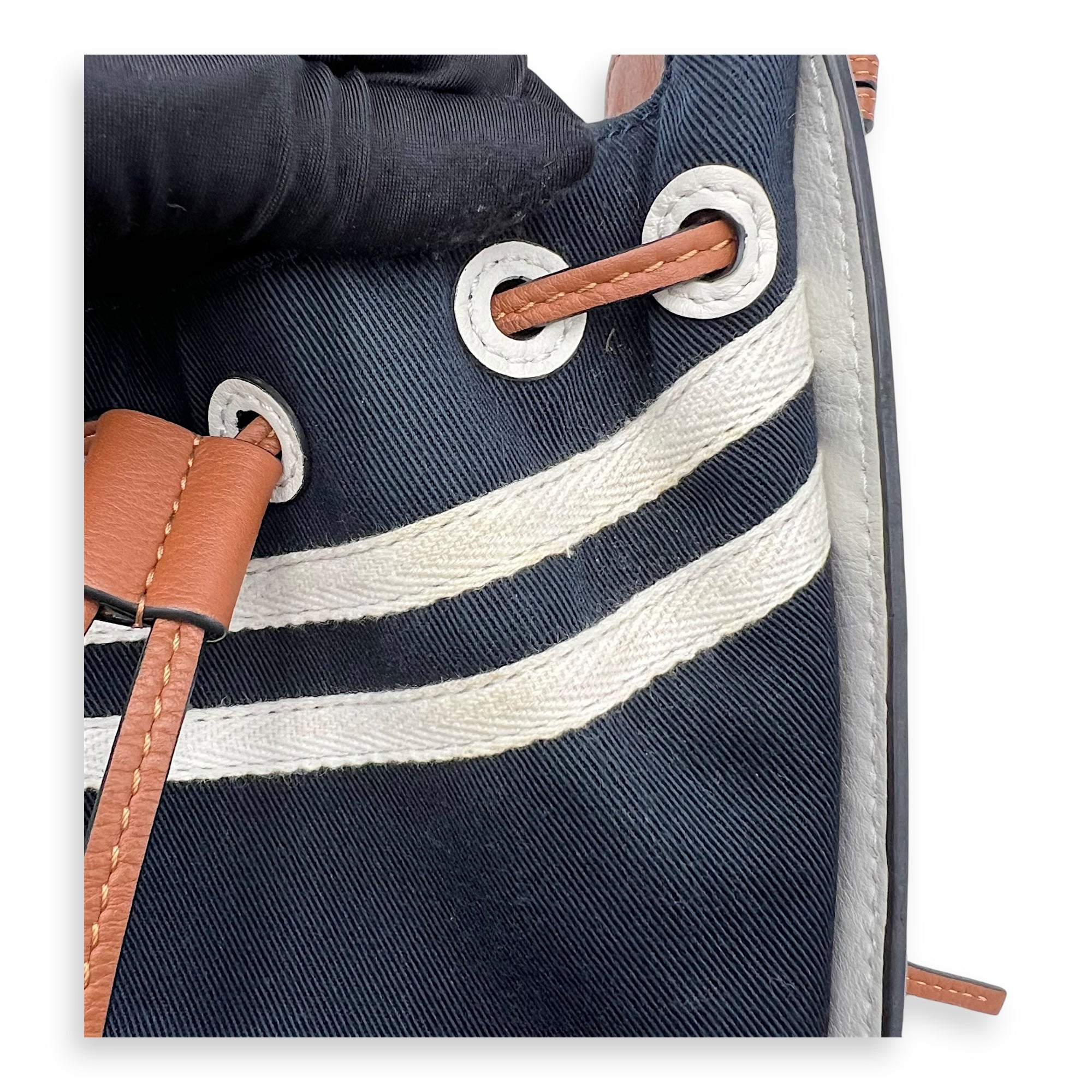 Hammock Mini White Top Handle Bag in Calfskin and Canvas, Silver hardware - Image 8