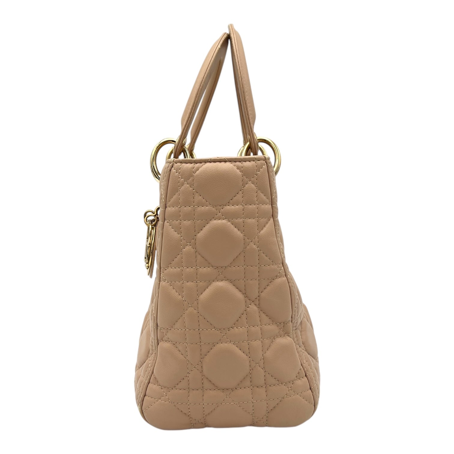 Lady Dior Top Handle Bag Beige in Lambskin, Gold hardware - Image 4