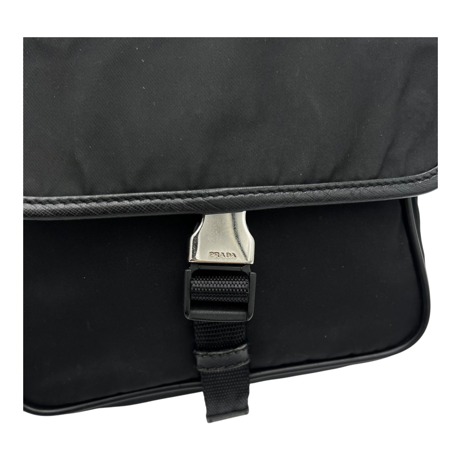 Logo Crossbody Bag Black in Nylon, Silver hardware - Image 8