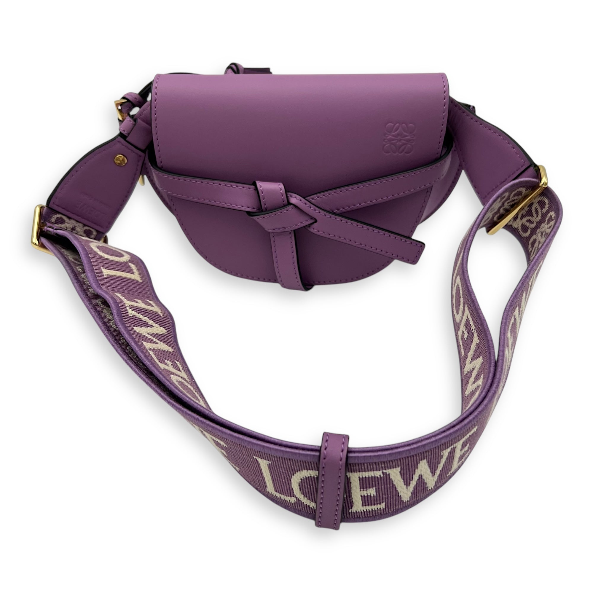 Gate Dual Mini Purple Crossbody Bag in Calfskin, Gold hardware - Image 11