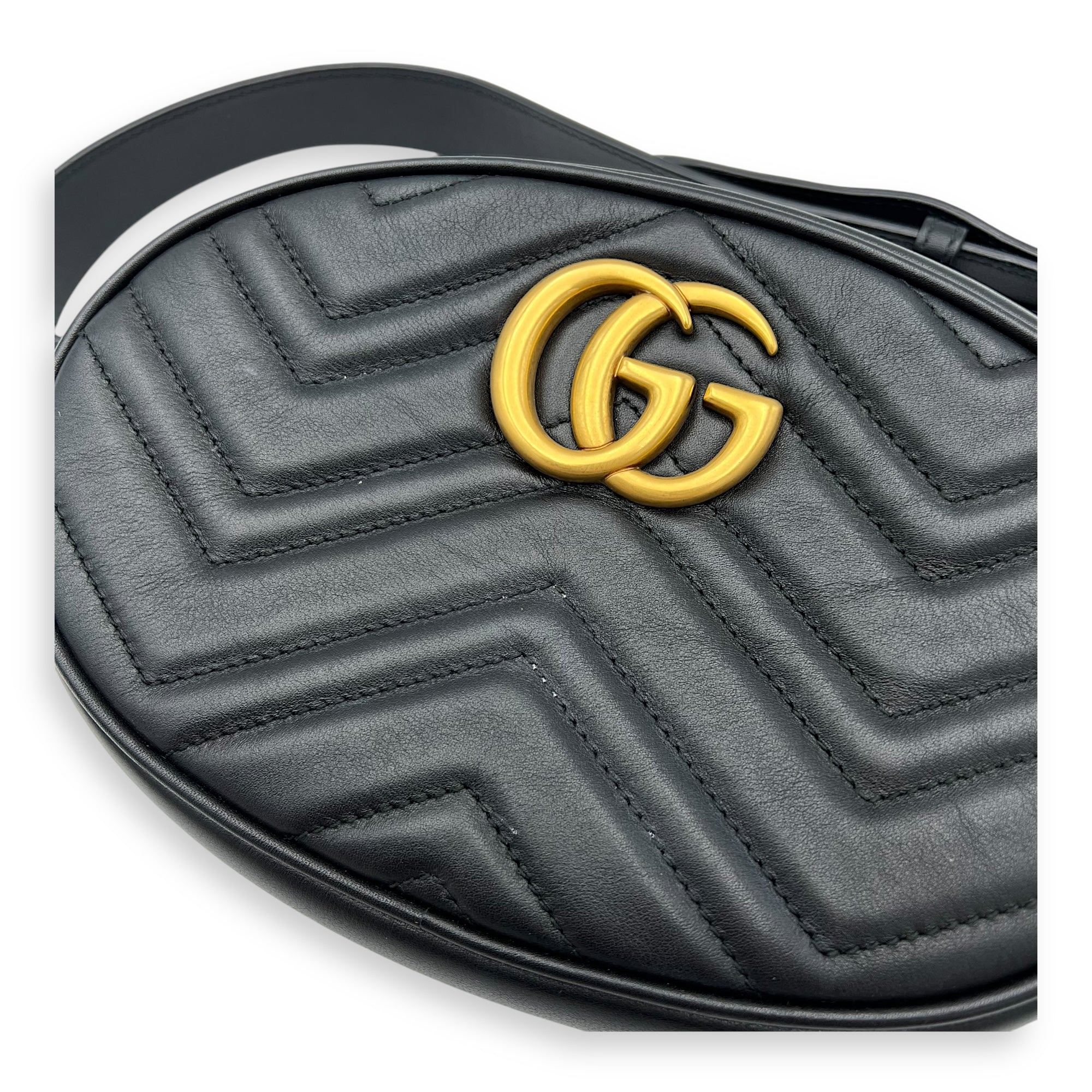 GG Marmont 85 Black Belt Bag in Calfskin, Gold hardware - Image 8