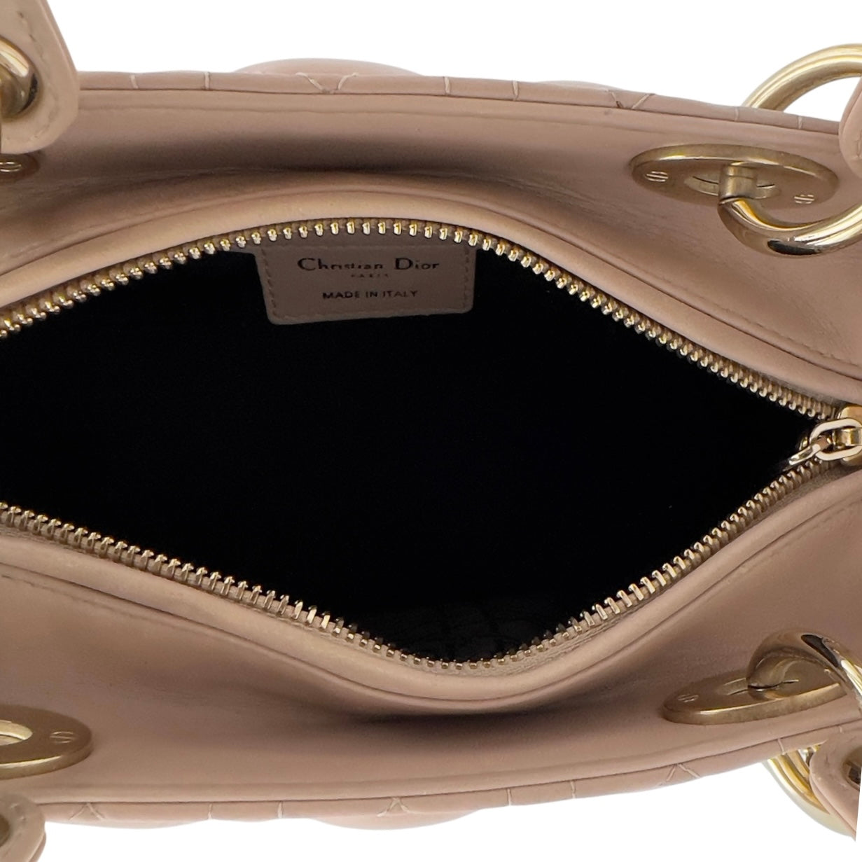 Lady Dior Top Handle Bag Beige in Lambskin, Gold hardware - Image 7