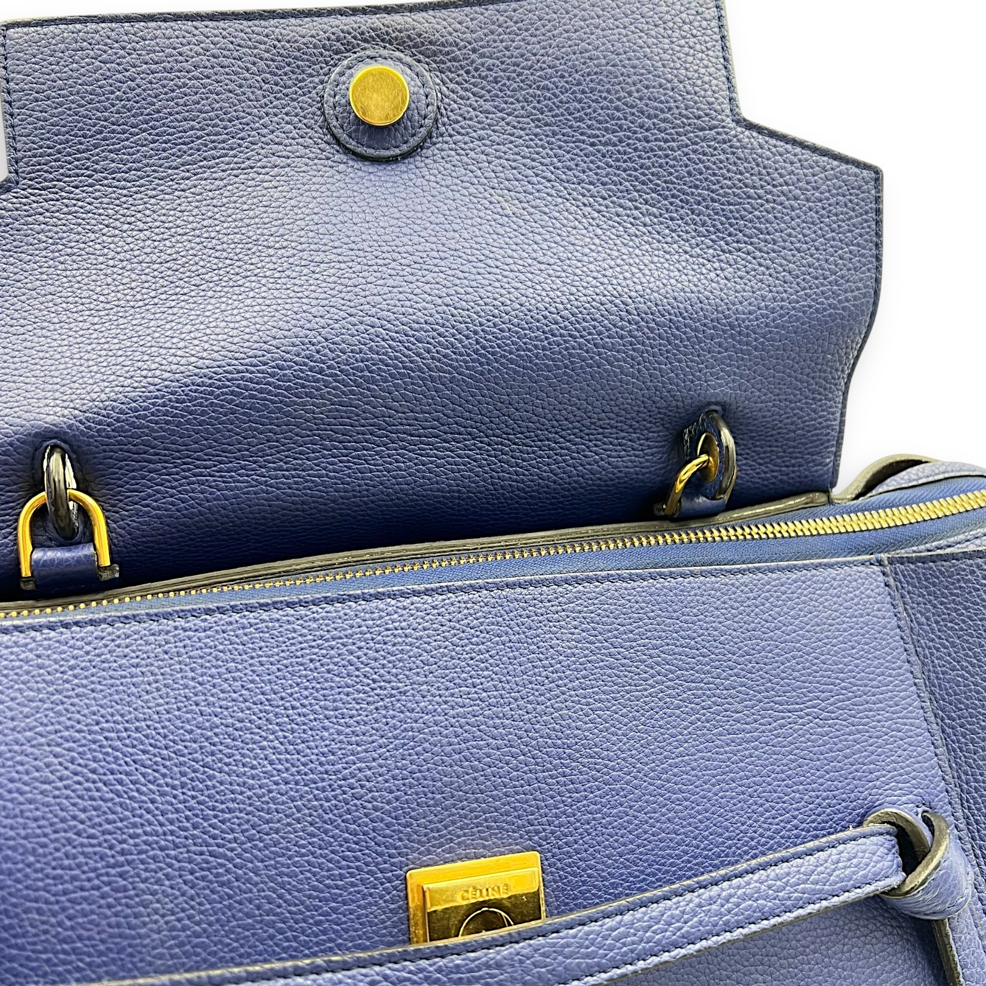 Belt Bag Mini Blue Top Handle Bag in Calfskin, Gold hardware - Image 10