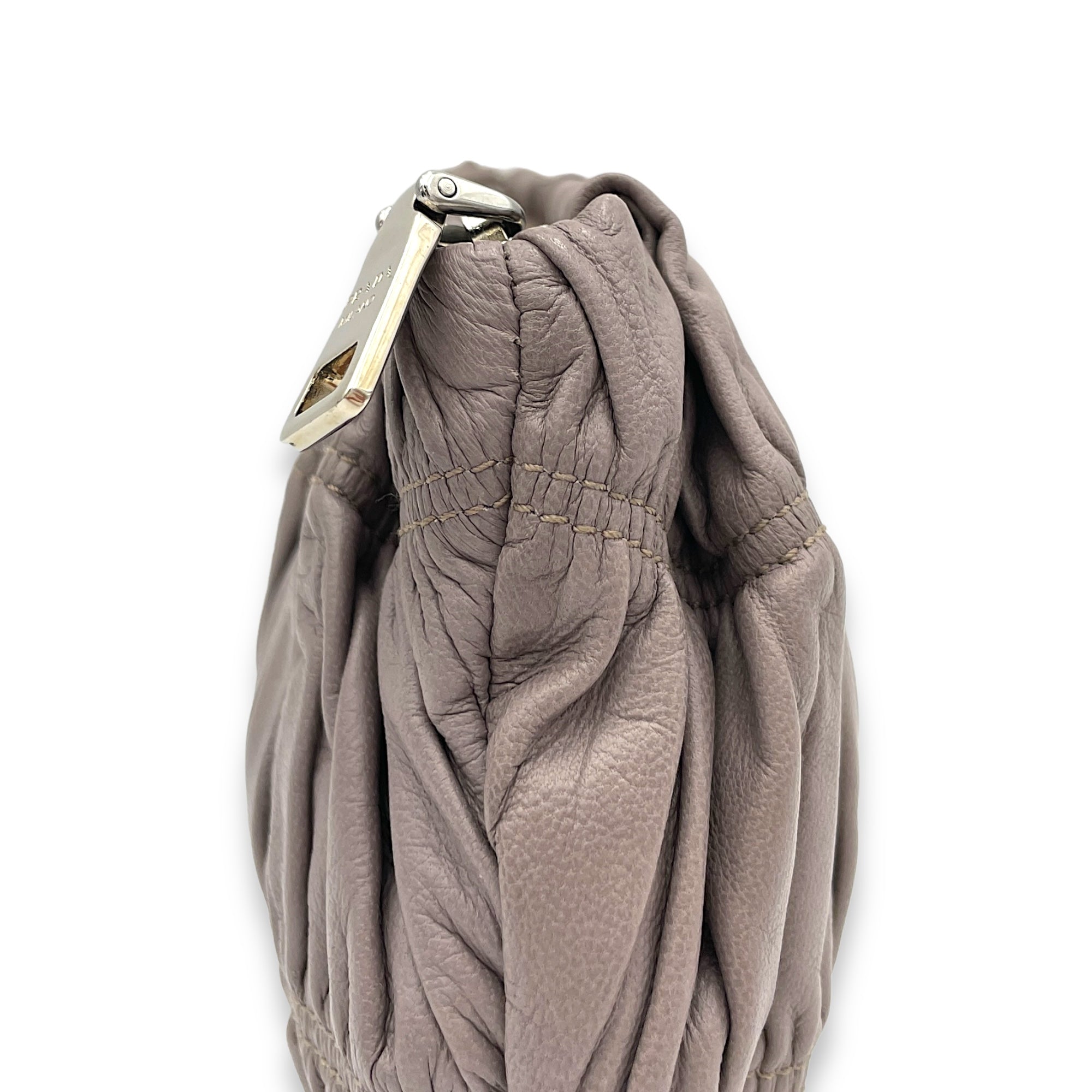 Logo Grey Pouch in Lambskin, Silver hardware - Image 9