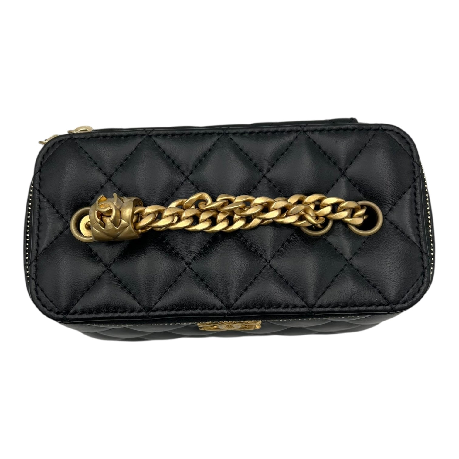 Pearl Crush Vanity Crossbody Bag Black in Lambskin, Gold hardware - Image 8