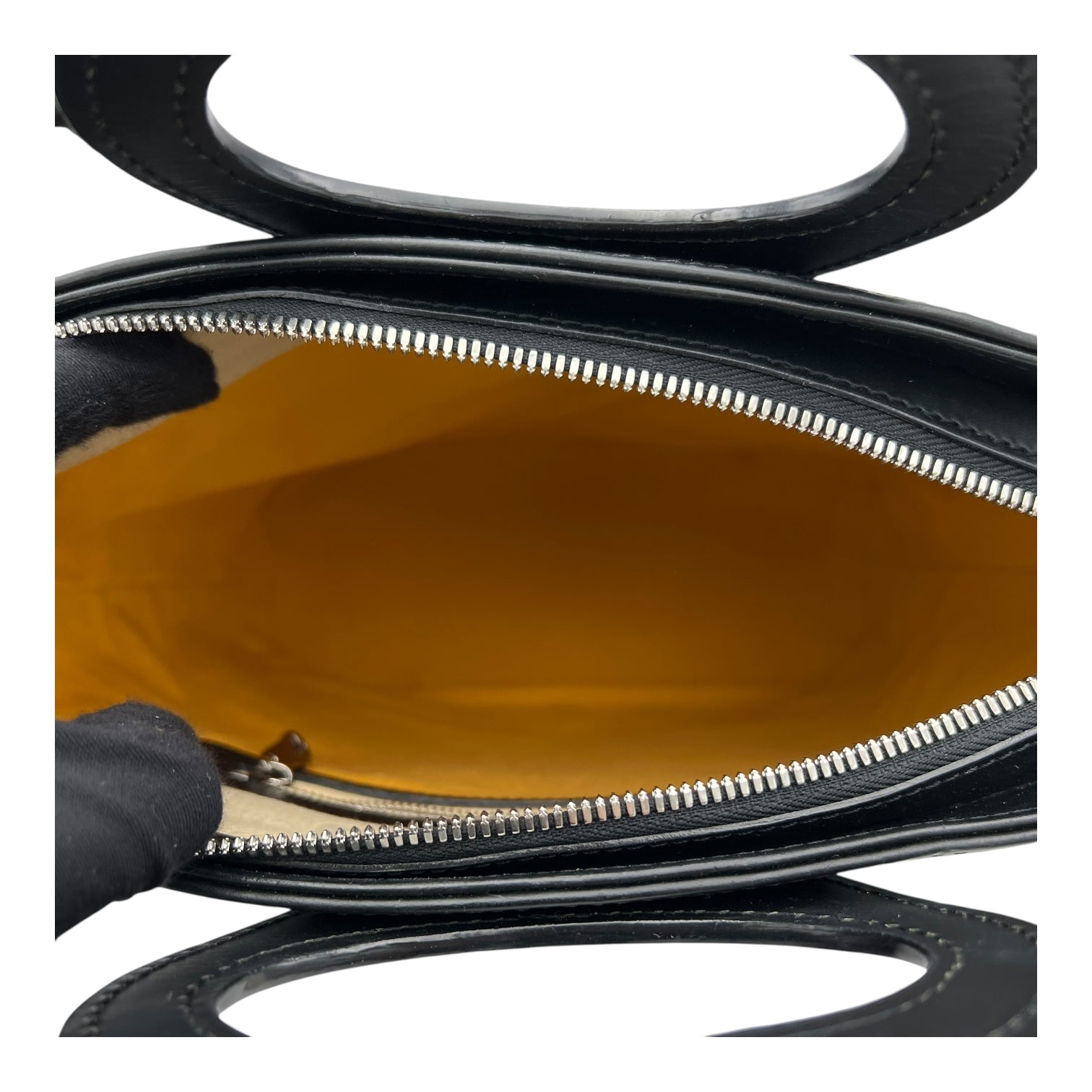 Beluga PM Black Top Handle Bag in Coated Canvas, Silver hardware - Image 7