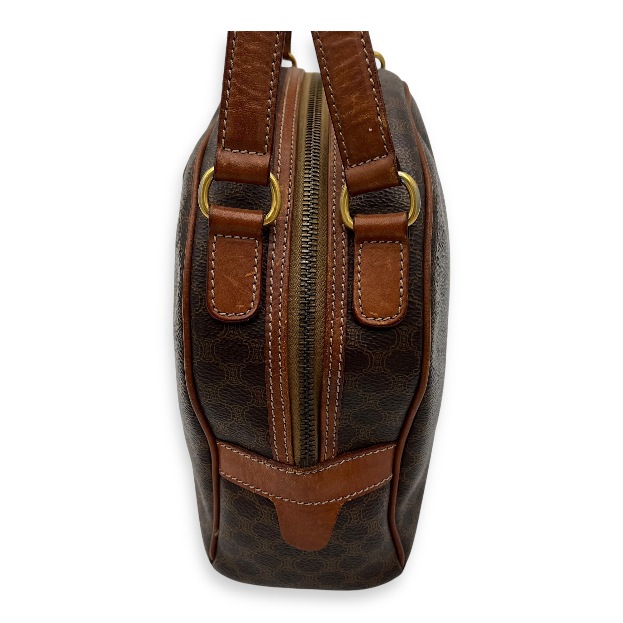 Macadam Top Handle Bag Brown in Coated Canvas, Gold hardware - Image 9