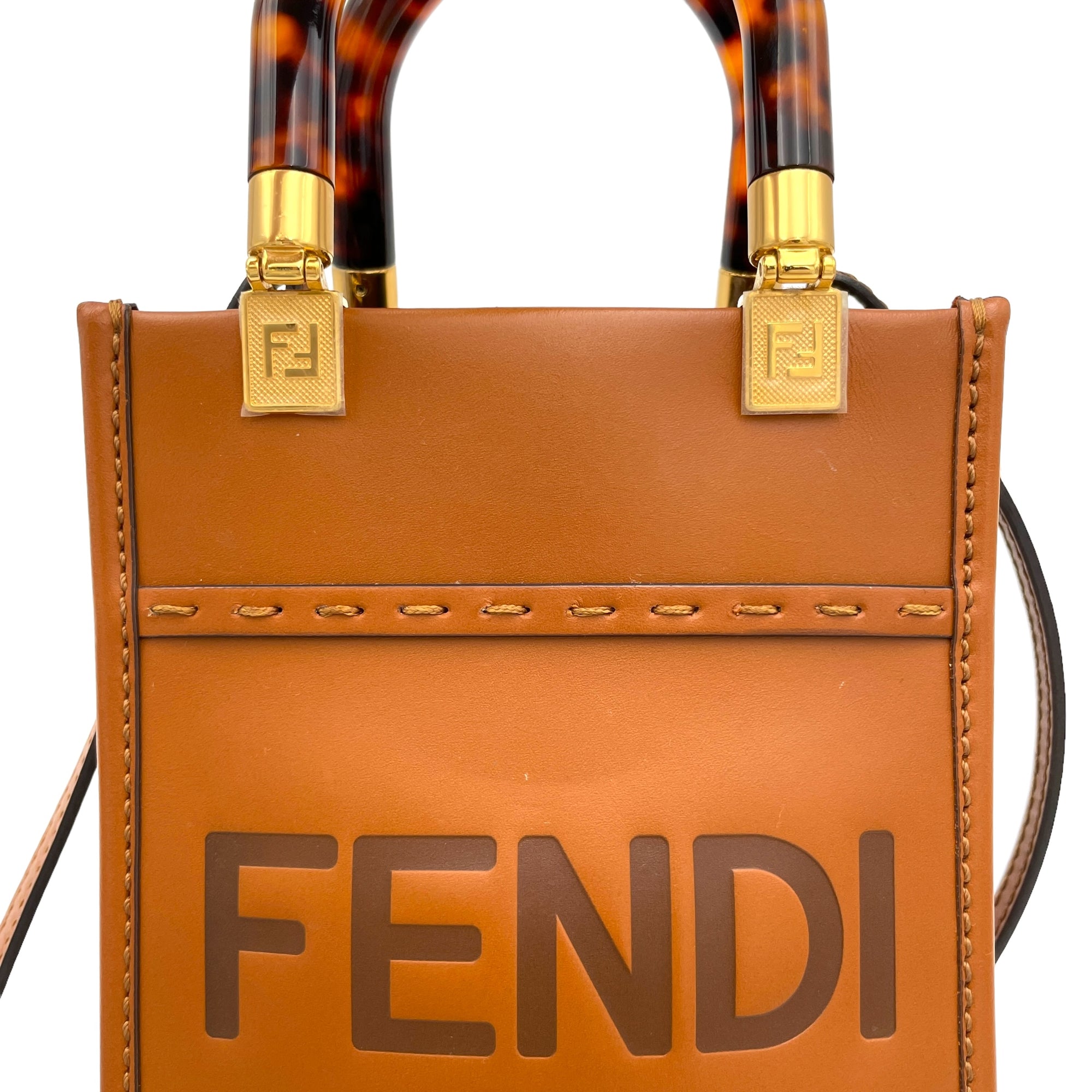 Sunshine Shopper Mini Brown Top Handle Bag in Calfskin, Gold hardware - Image 8