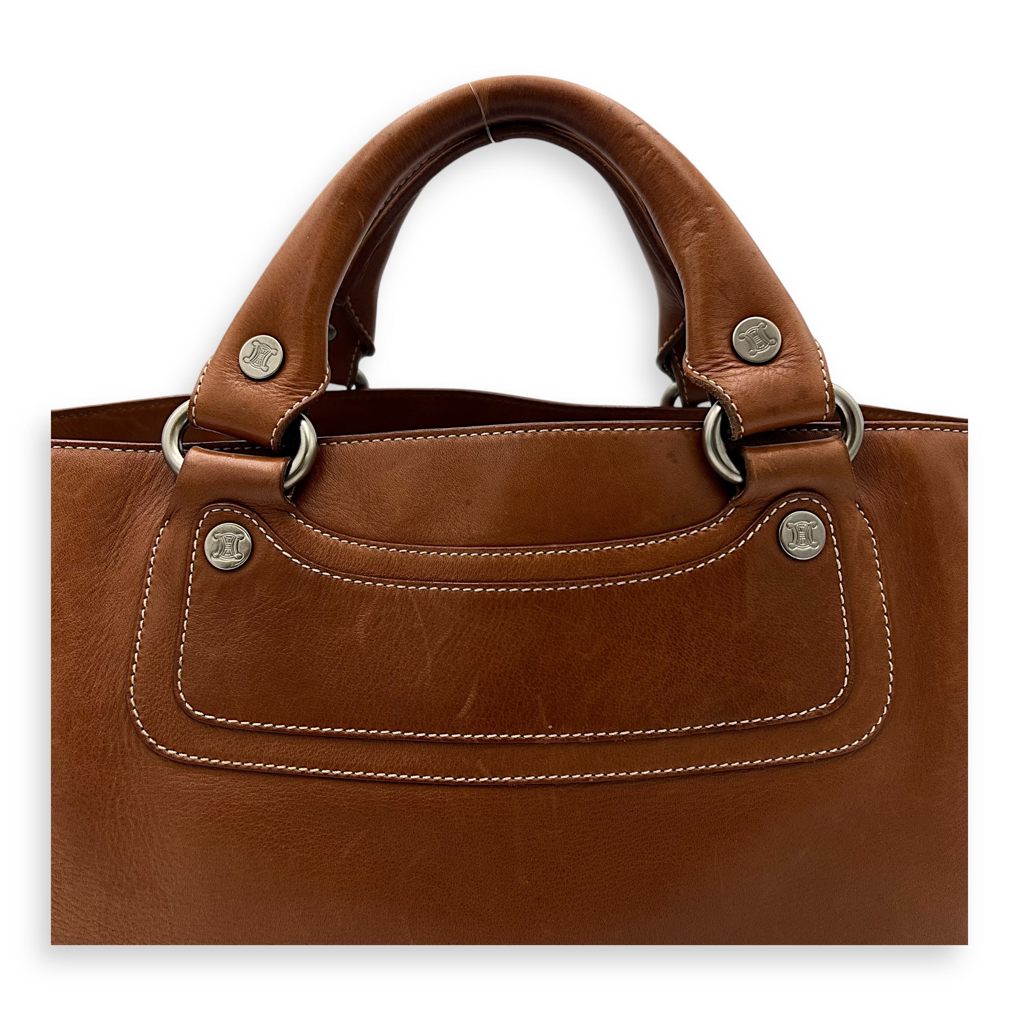 Boogie Top Handle Bag Brown in Calfskin, Silver hardware - Image 9
